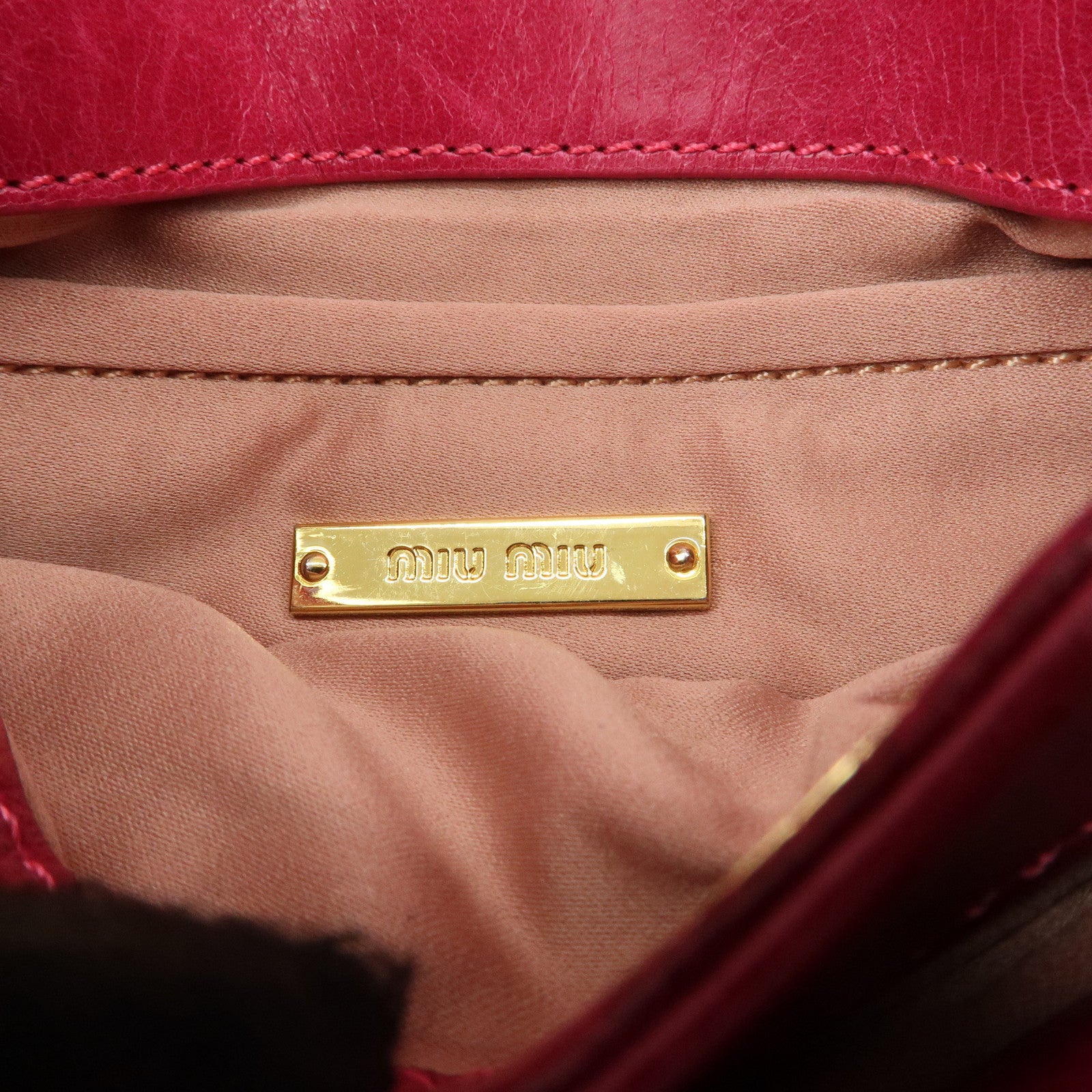 MIU MIU Matelasse Leather Chain Shoulder Bag Crossbody Bag Pink Used