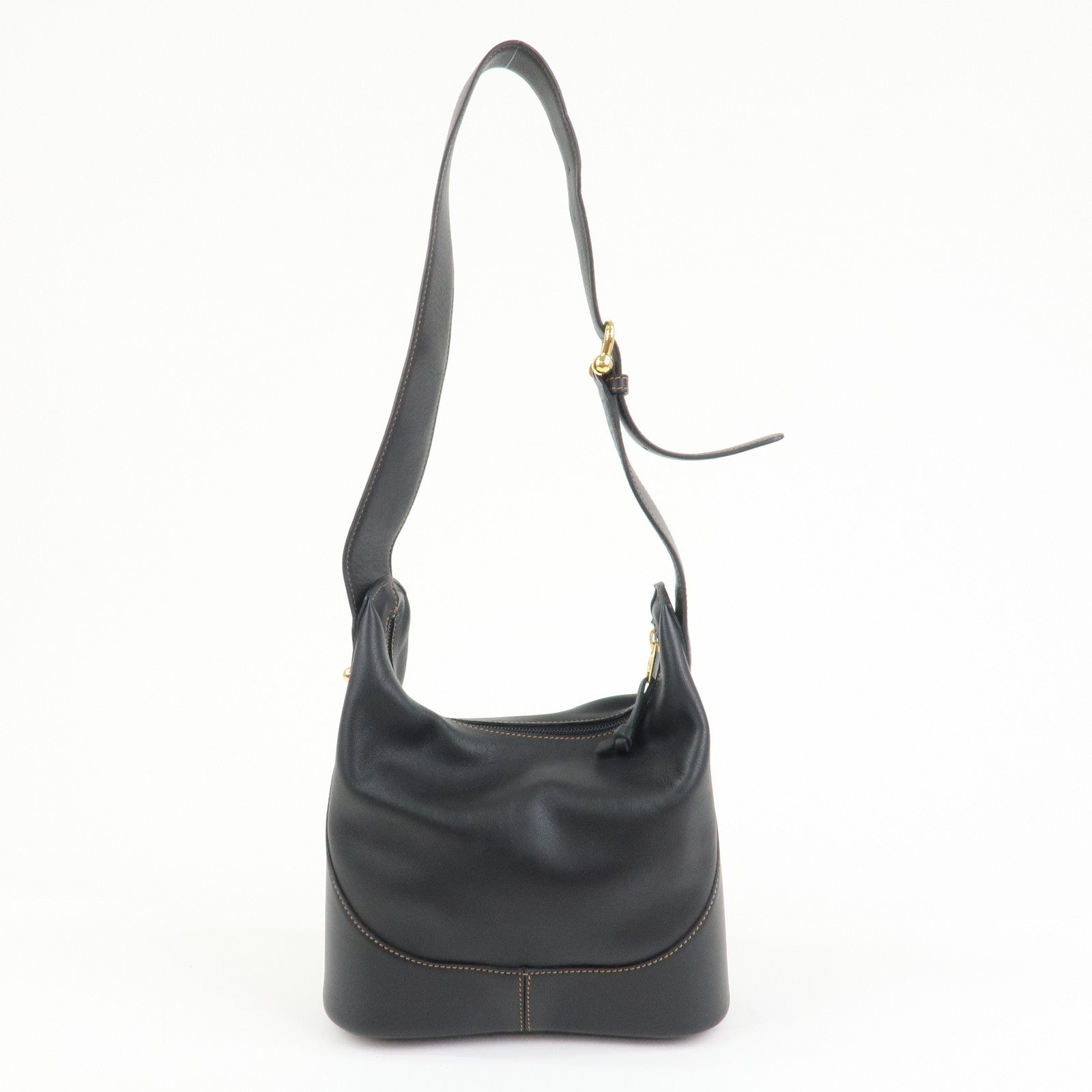 LOEWE Logo Leather Shoulder Bag Hand Bag Crossbody Bag Black
