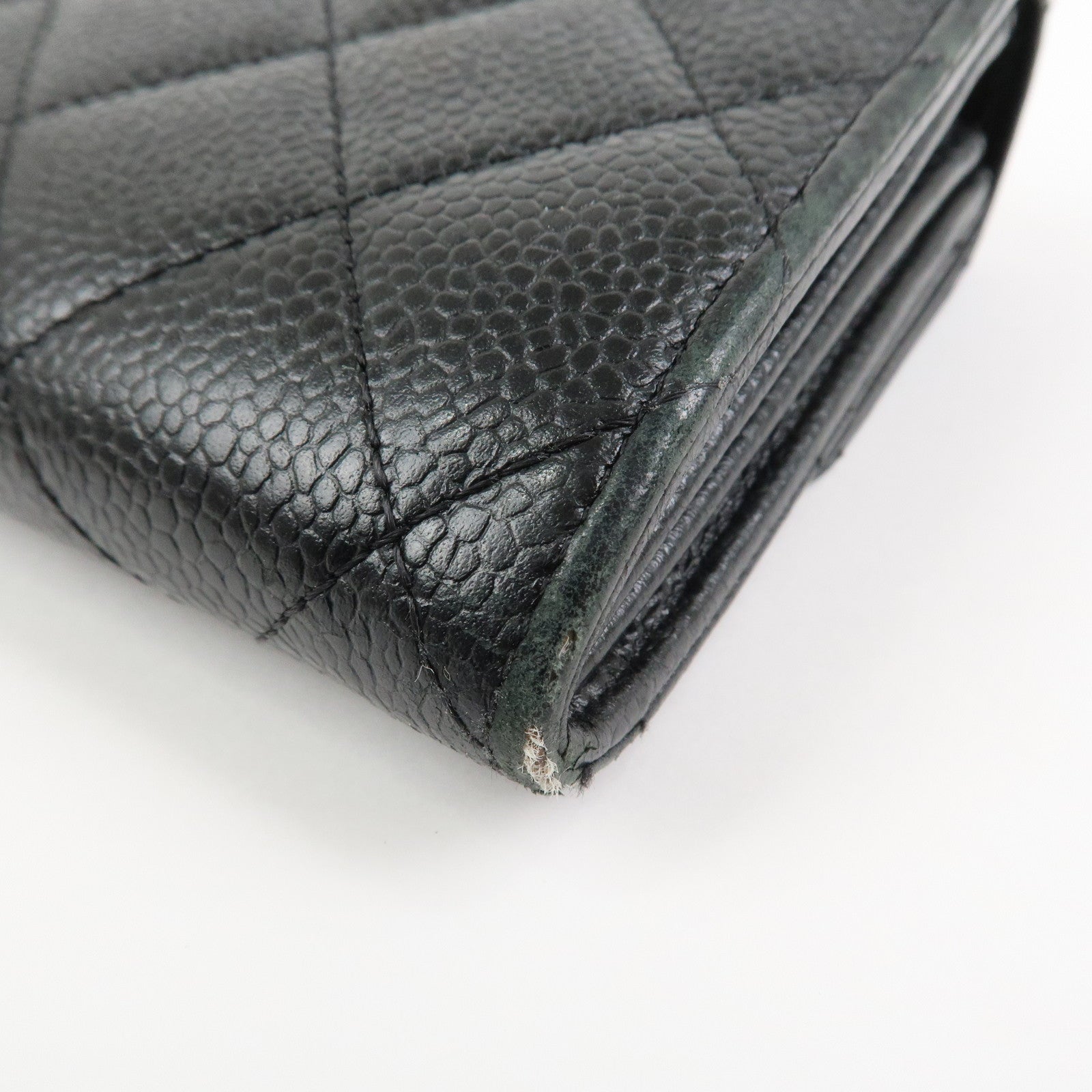 CHANEL COCO Mark Matelasse Caviarskin Long Flap Wallet Black A50096