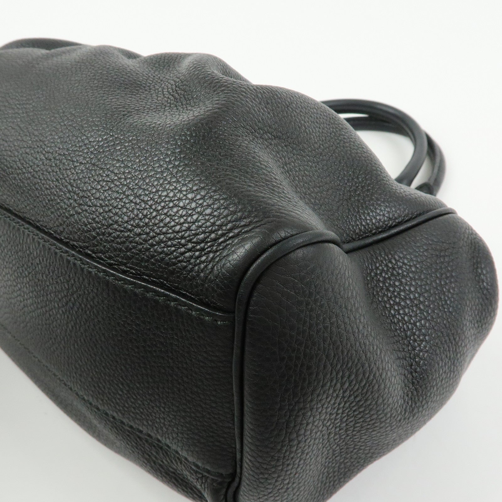 GUCCI Sukey Interlocking G Leather Tote Hand Bag Black 211944
