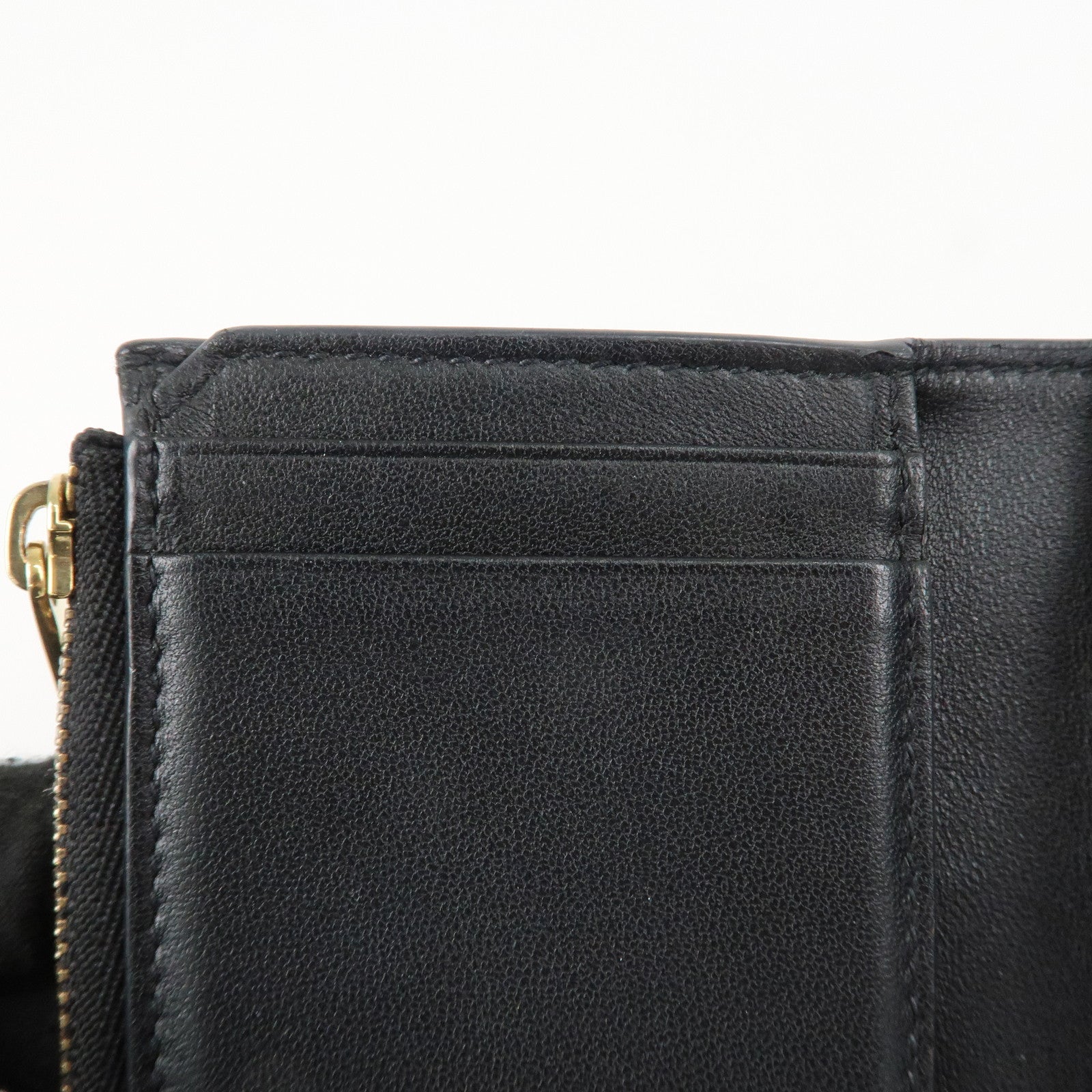 Christian Dior Saddle Leather Compact Wallet Black Gold Hardware Used