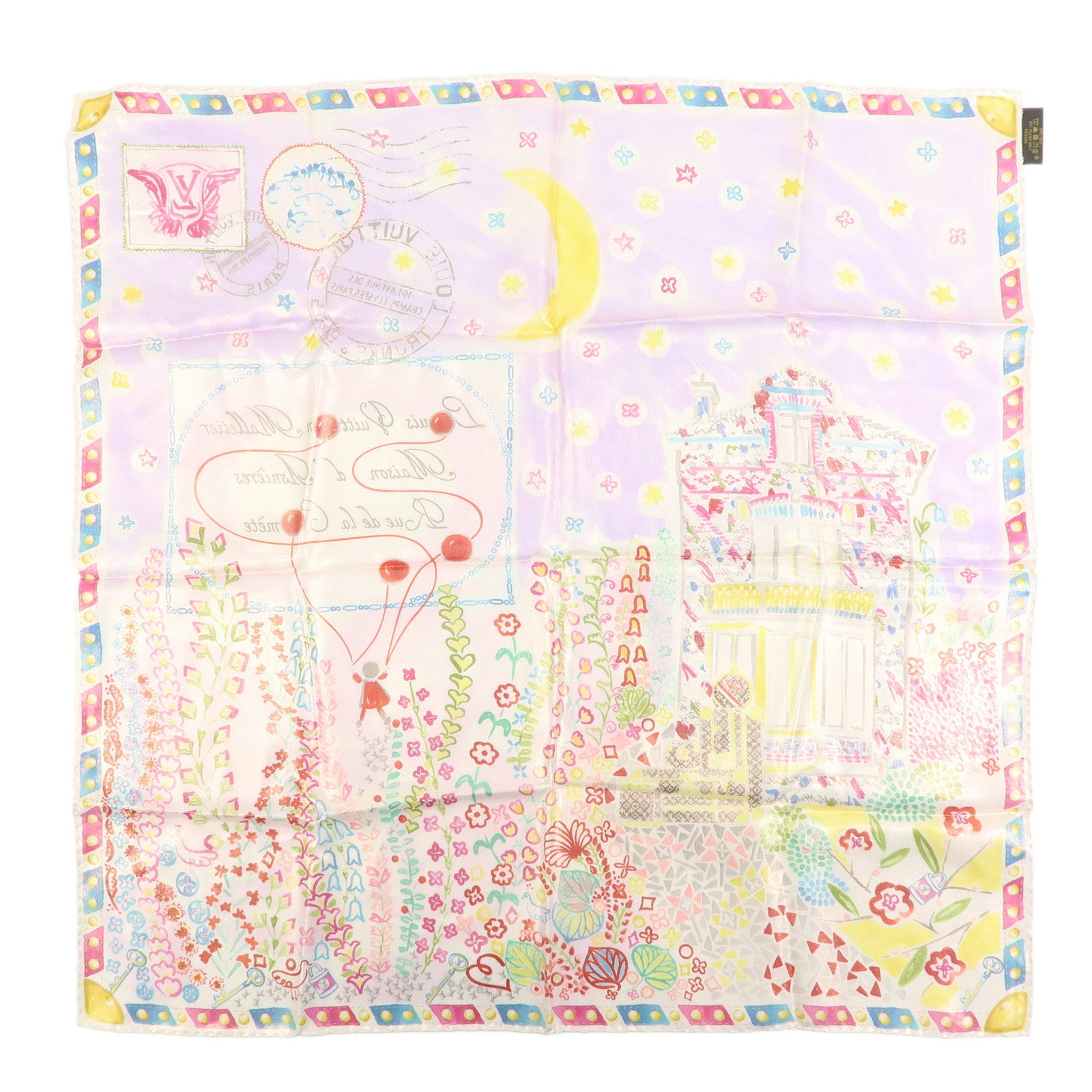 Louis Vuitton Silk 100% Scarf Voyage Autour De Ma Malle M72898
