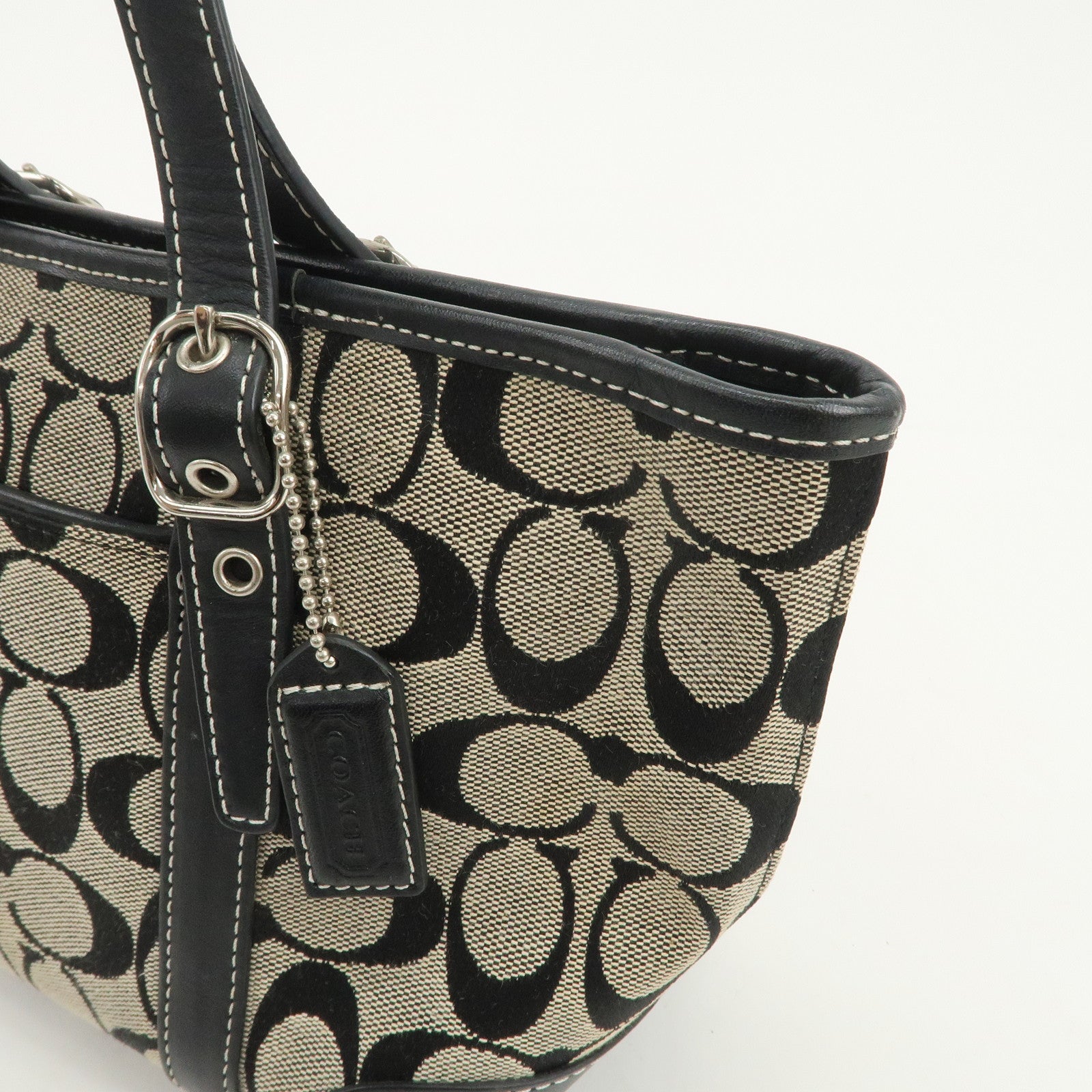 COACH Signature Canvas Leather Set of 2 Hand Bag Shoulder Bag Black