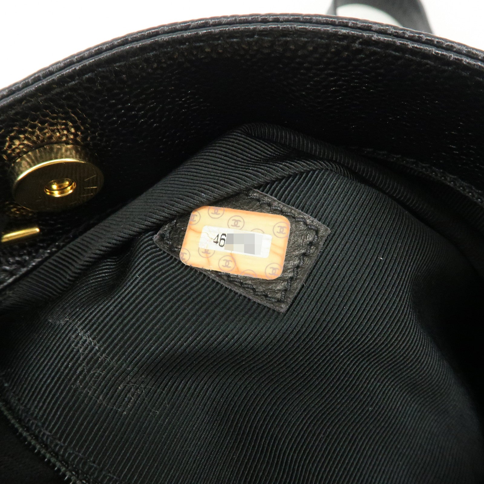 CHANEL COCO Mark Caviarskin Chain Tote Bag Black Used