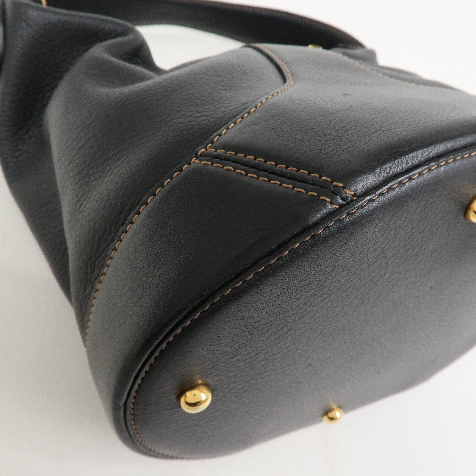 LOEWE Anagram Leather 2WAY Bag Shoulder Bag Hand Bag Black