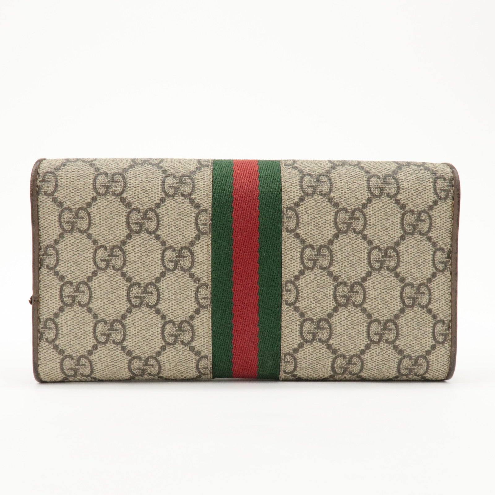 GUCCI Ophidia GG Supreme Leather Chain Wallet Beige Brown 546592 Used