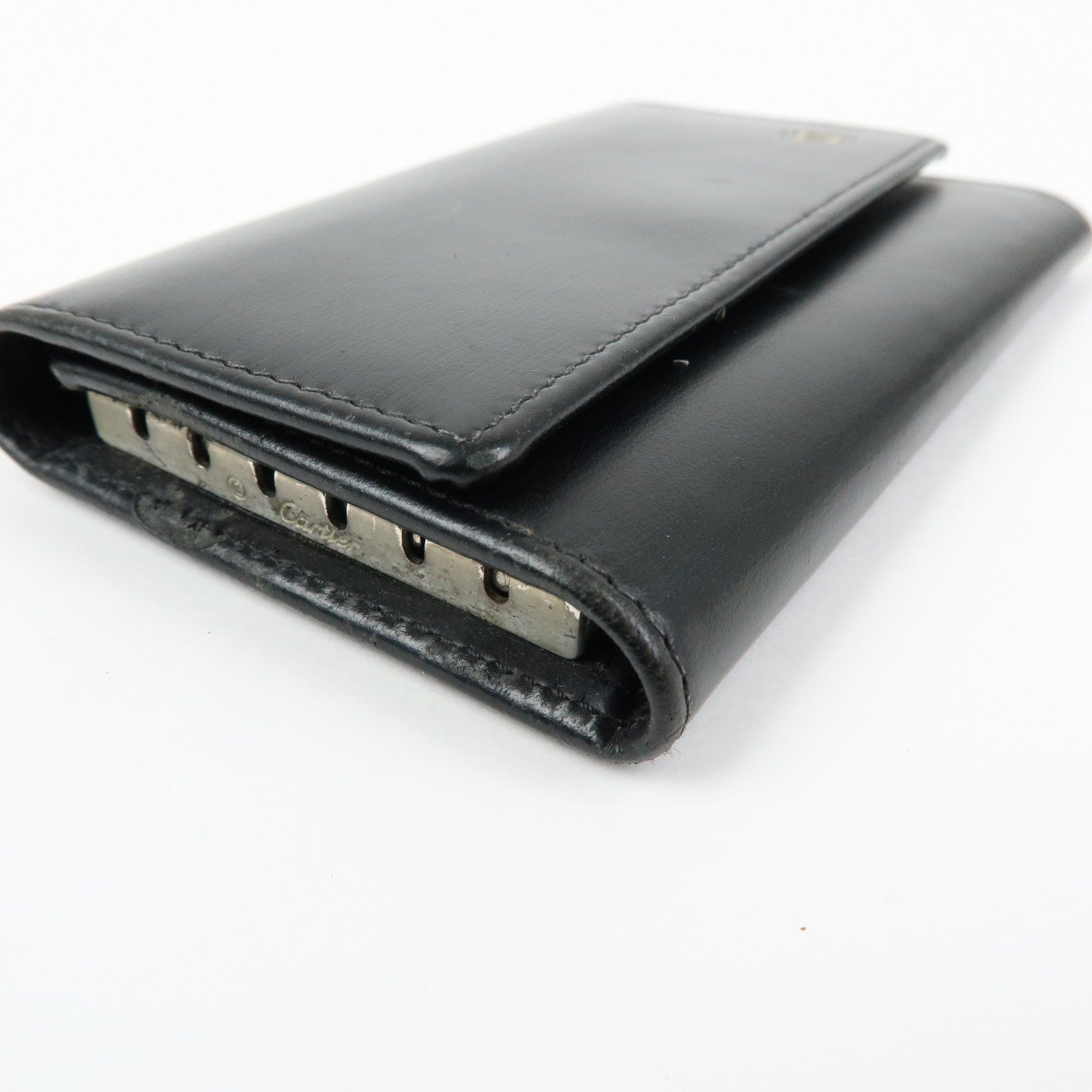 Cartier Set of 3 Leather Wallet 6 Rings Key Case Bordeaux Black