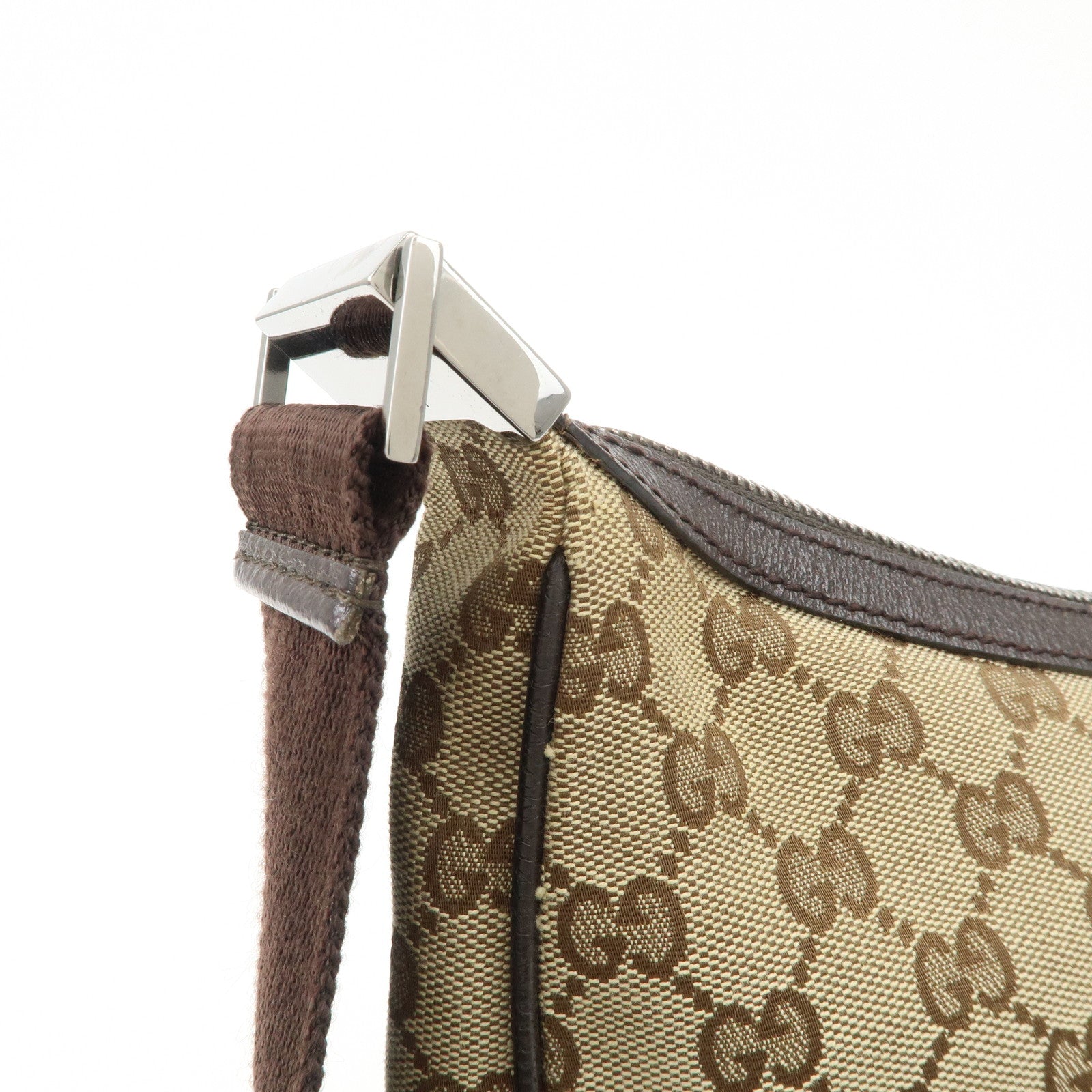 GUCCI GG Canvas Leather Shoulder Bag Beige Brown 122790