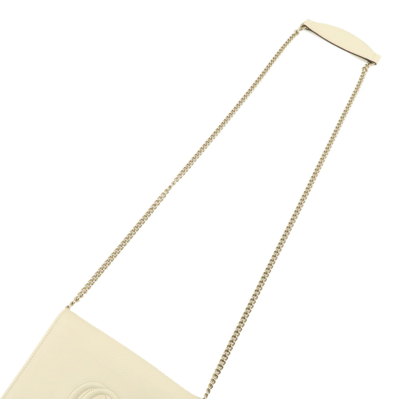 GUCCI SOHO Interlocking G Leather Chain Wallet Chain Shoulder Bag Ivory 598211 Used