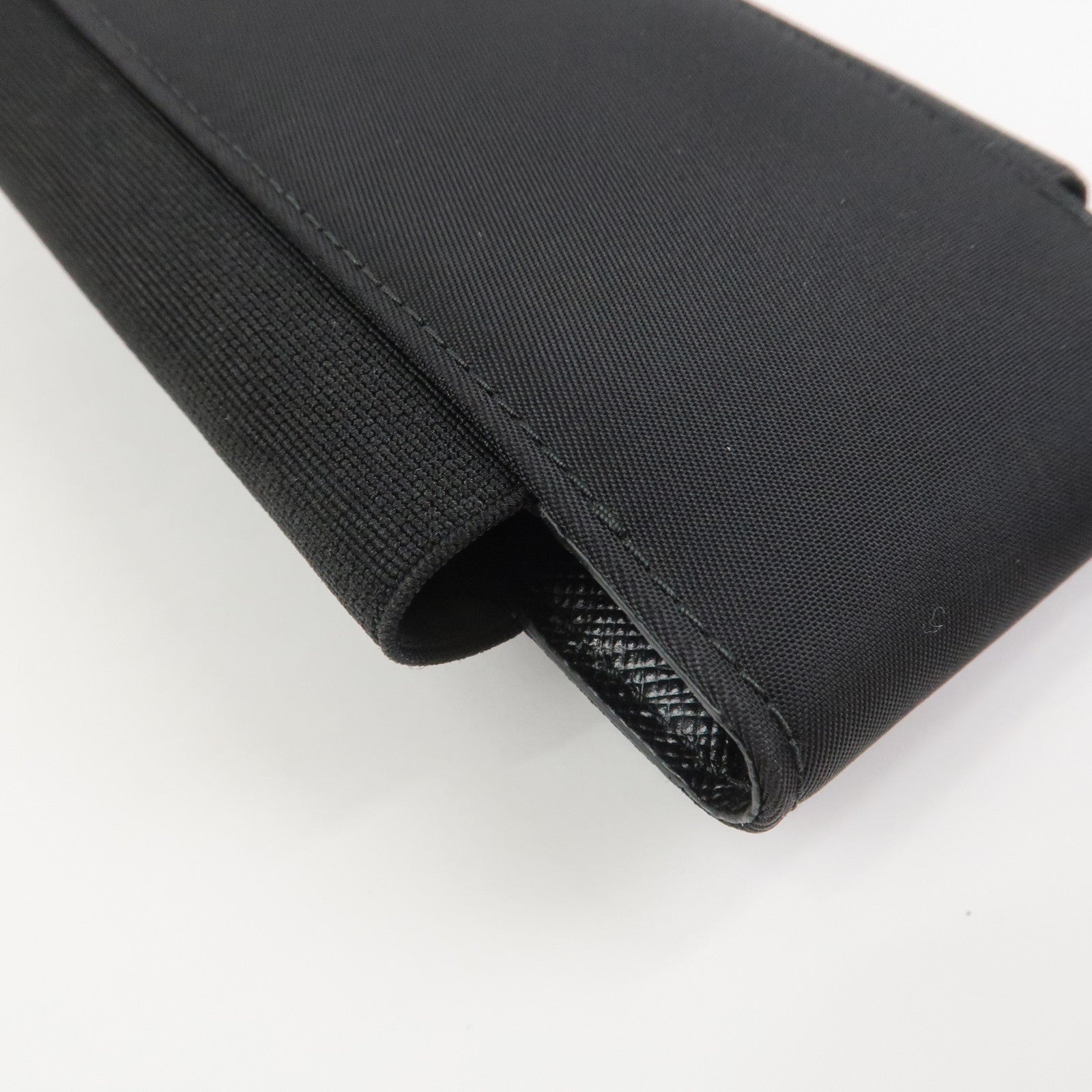 PRADA Triangle Logo Nylon Leather Phone Case Black 1ZT023