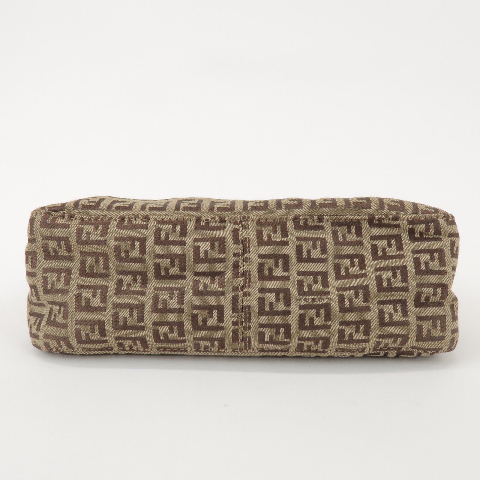 FENDI Zucchino Canvas Leather Hand Bag Brown Beige 8BR003