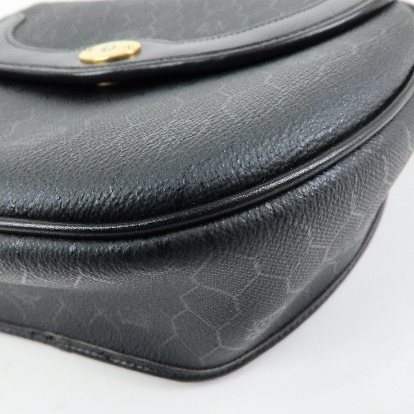 Christian Dior Honeycomb PVC Leather Shoulder Bag Crossbody Black