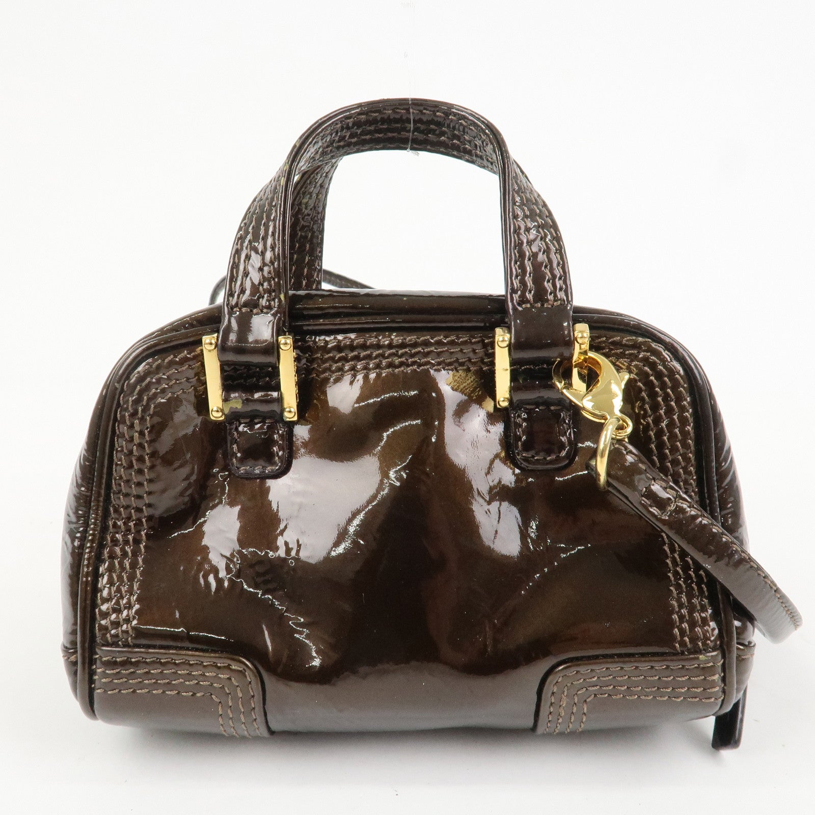 LOEWE Anagram Leather Micro Mini Amazona 2Way Shoulder Bag Brown