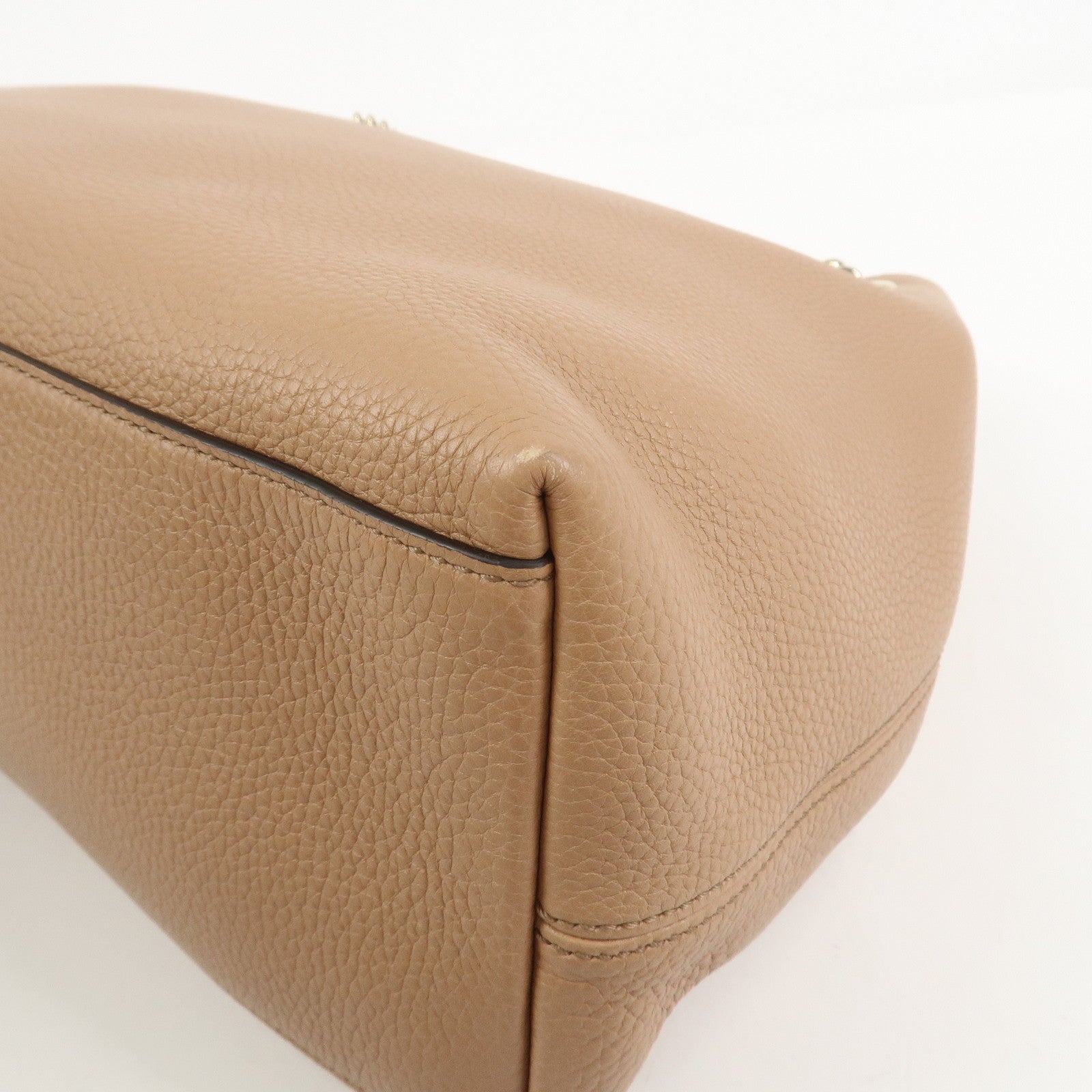 GUCCI SOHO Interlocking G Leather Chain Shoulder Bag Beige 536196