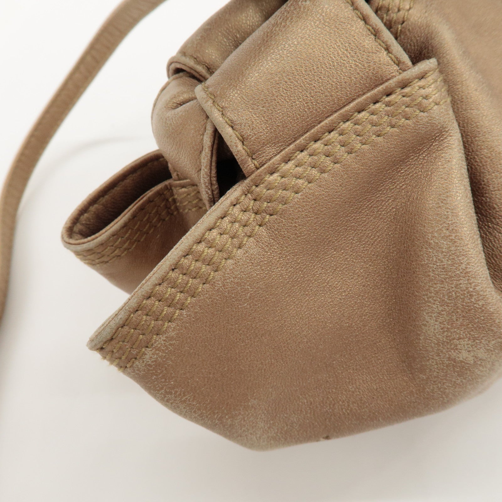 LOEWE Anagram Leather Mini Nappa Aire Hand Bag Tote Bag Gold Used