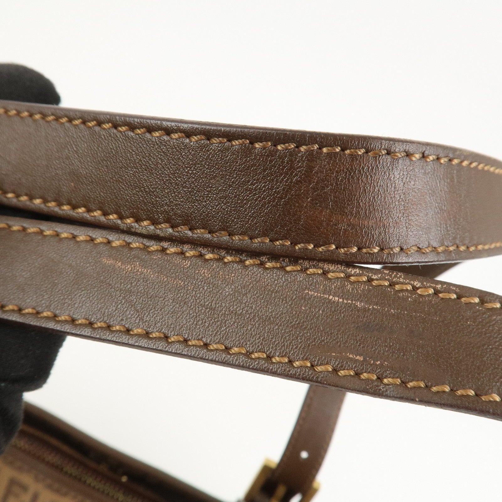 FENDI Zucchino PVC Tote Bag Shoulder Bag Hand Bag Brown 8BH238