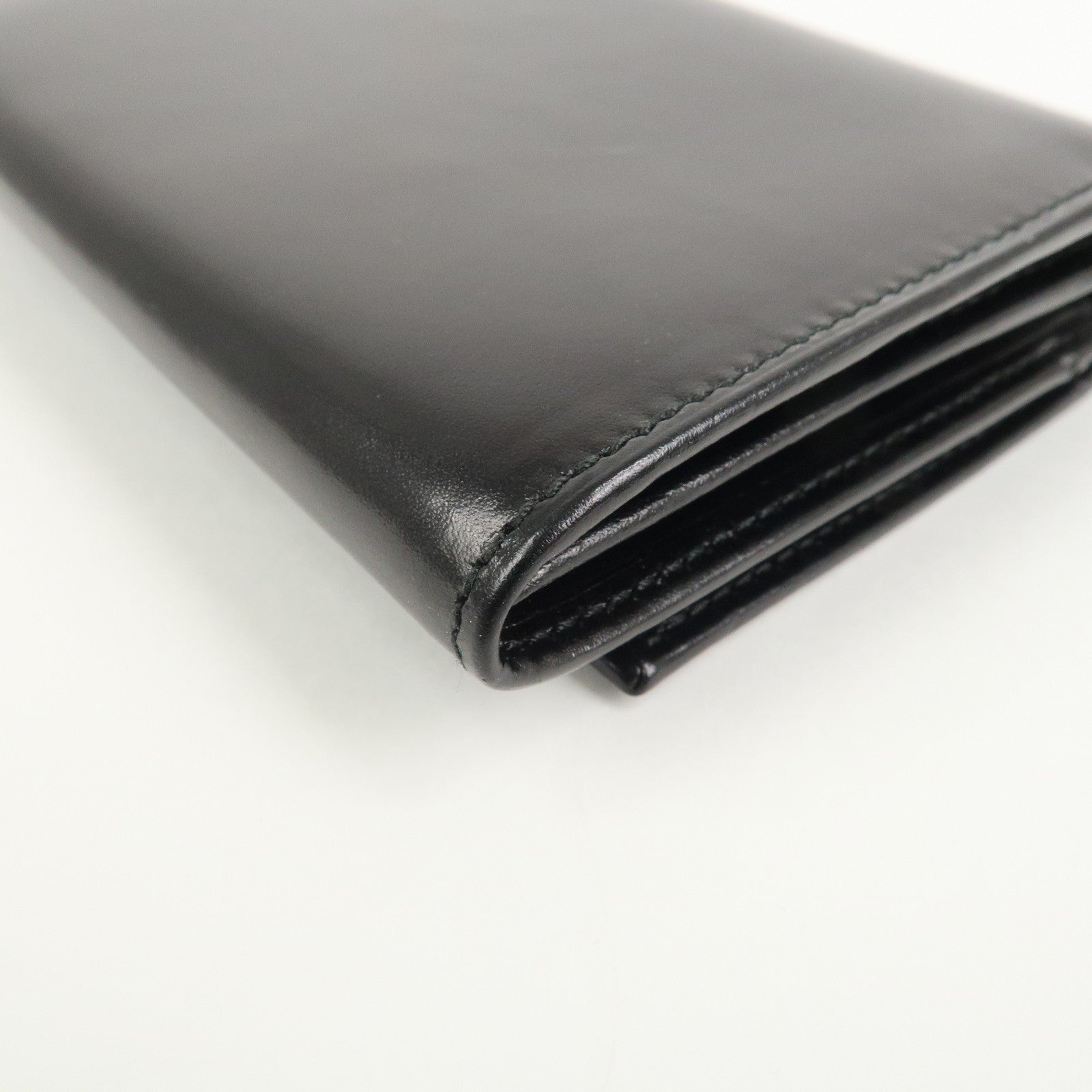 PRADA Logo Leather Compact Wallet Card Case Coin Case Black