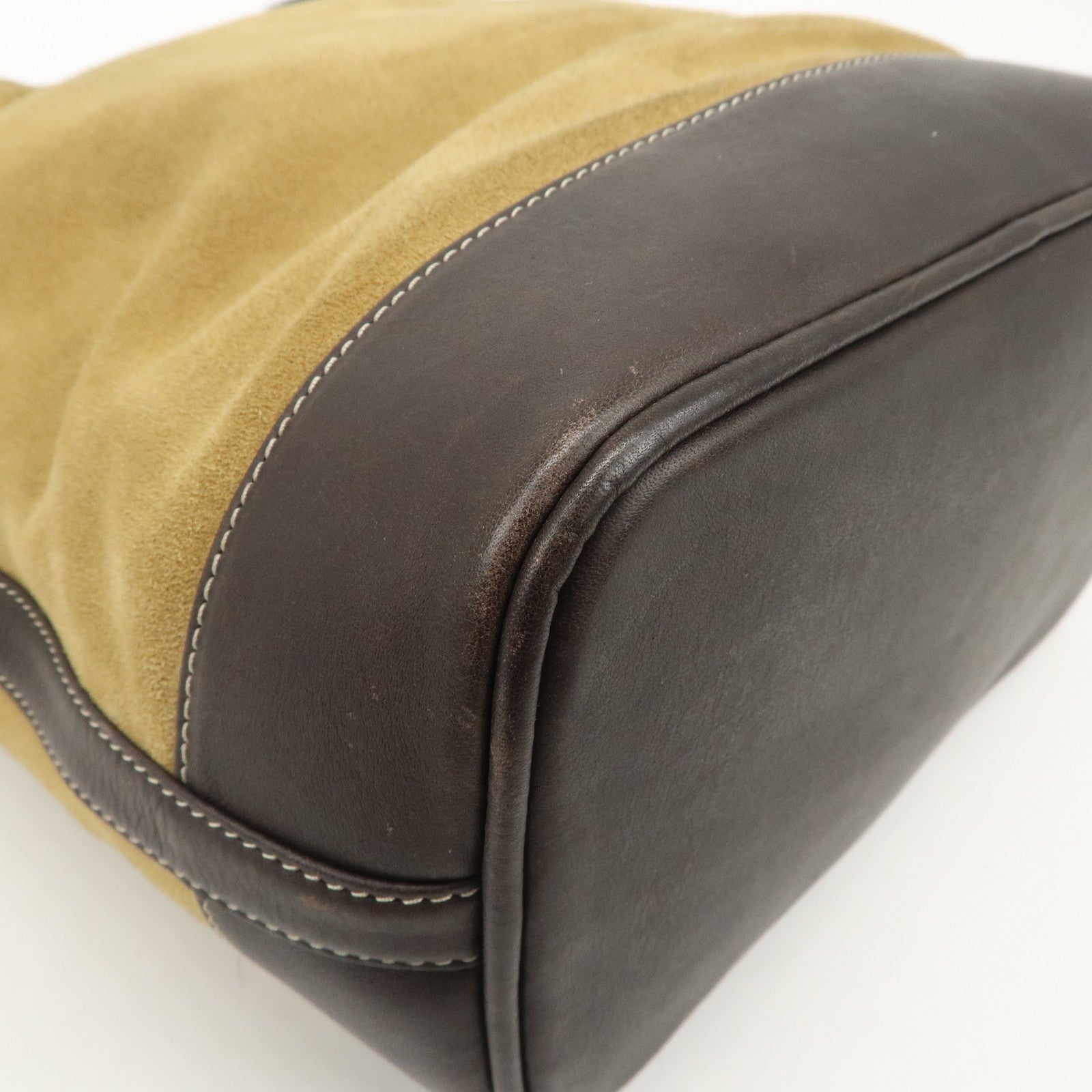 LOEWE Anagram Logo Suede Leather Shoulder Bag Brown