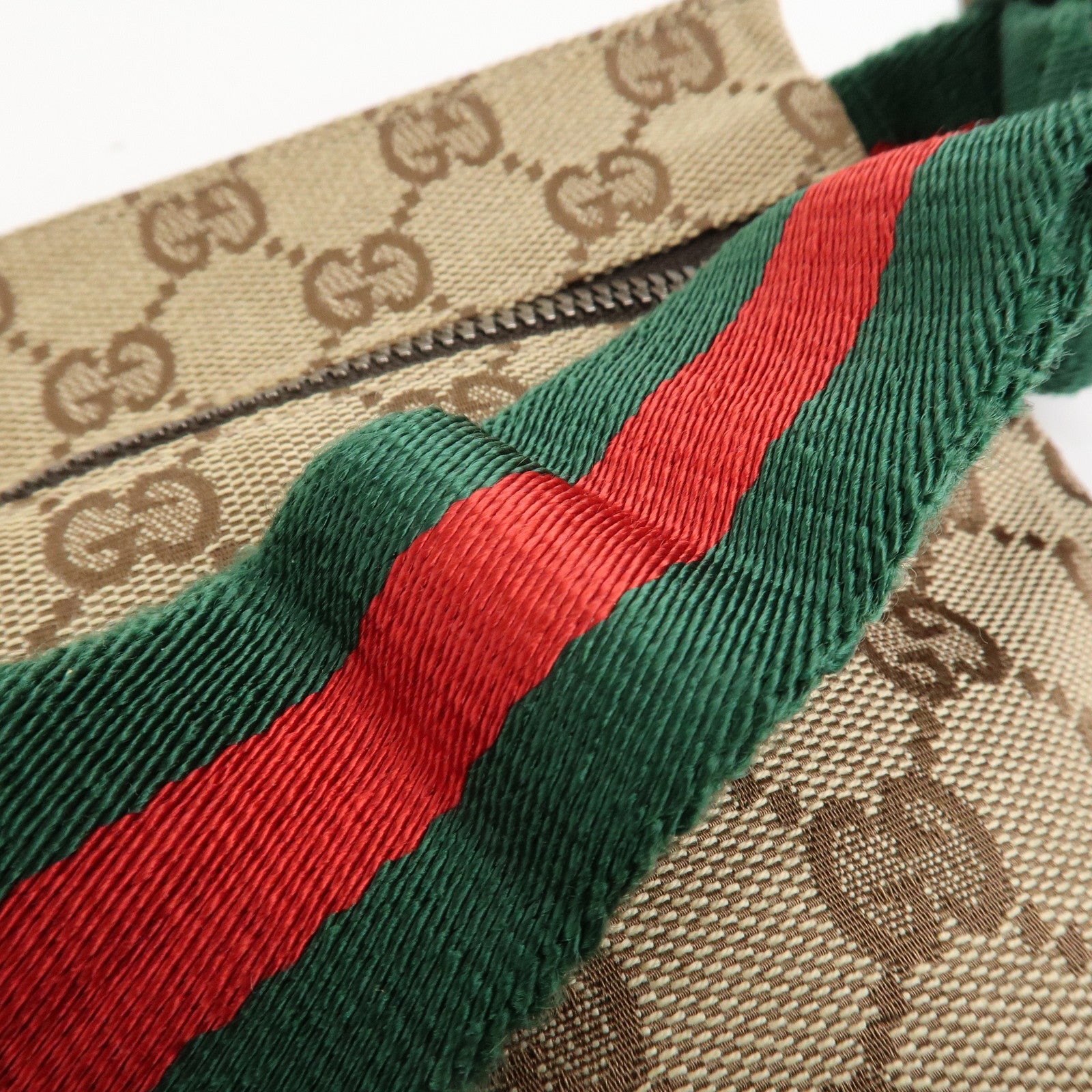 GUCCI GG Canvas Leather Waist Bag Crossbody Bag Beige Brown 28566 Used