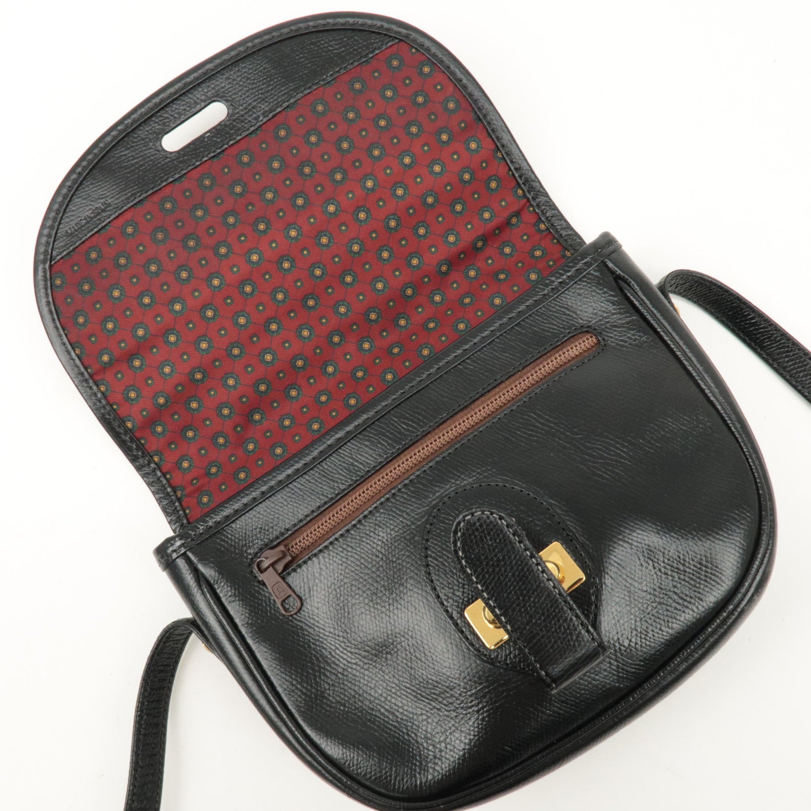 LOEWE Anagram Leather Shoulder bag Black Gold Hardware Used