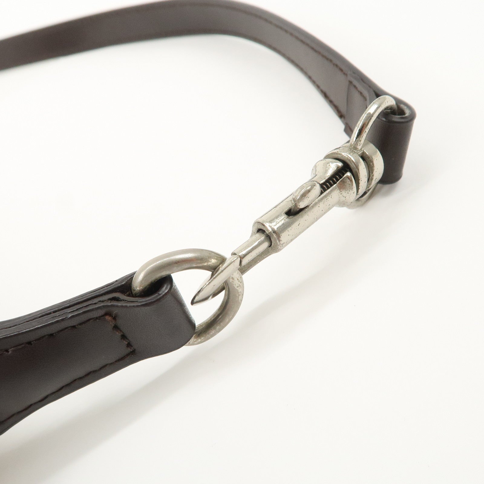 BALENCIAGA Leather Canvas Shoulder Bag Beige Brown