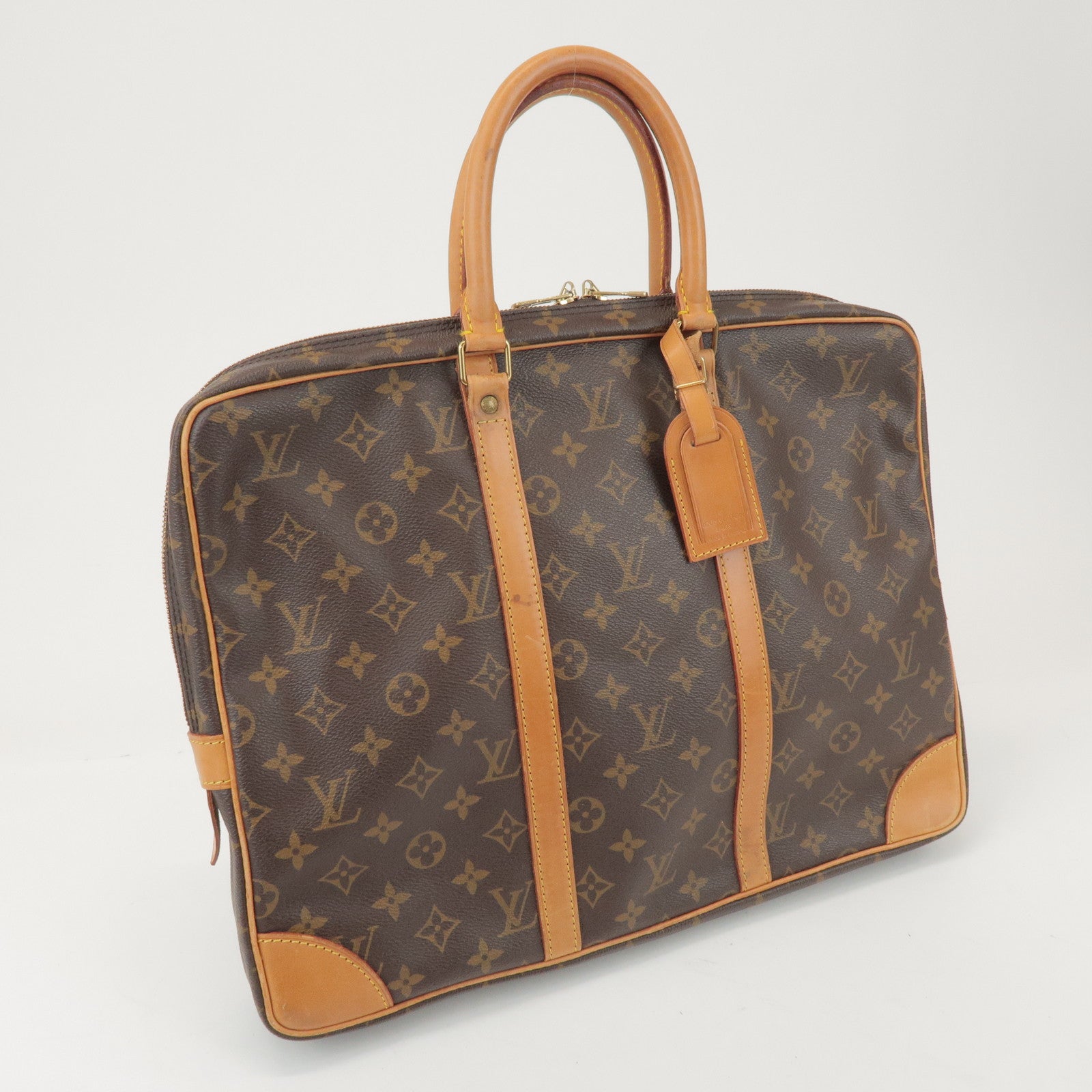 Louis Vuitton Monogram Porte Documents Voyage Bag Brown M53361