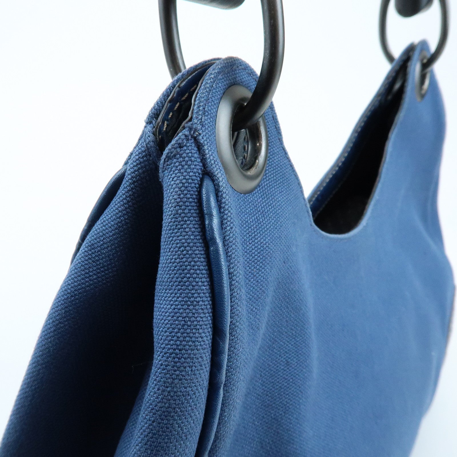 GUCCI Canvas Guccissima Leather Wood Shoulder Bag Blue 257265