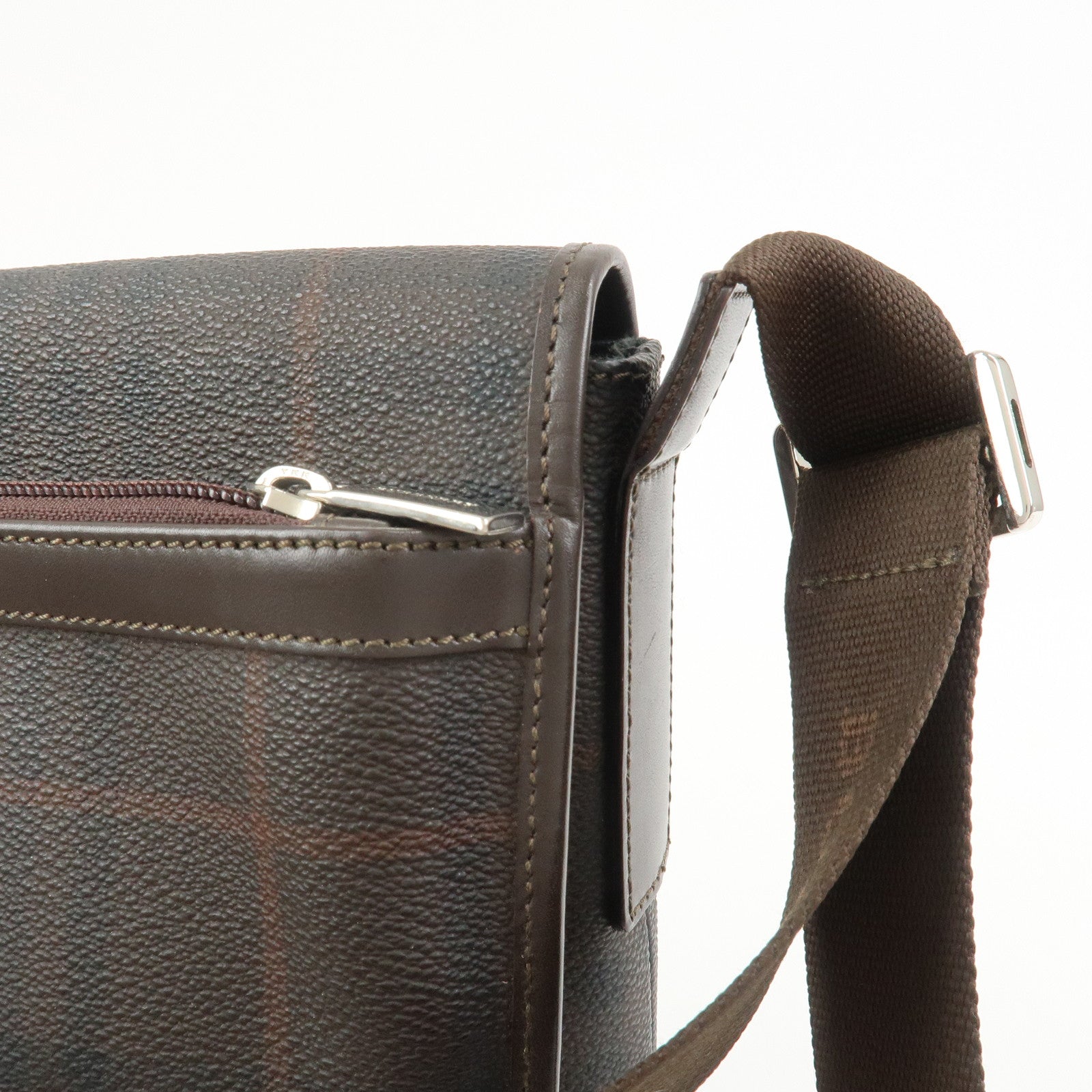 BURBERRY PVC Canvas Leather Shoulder Bag Crossbody Bag Brown