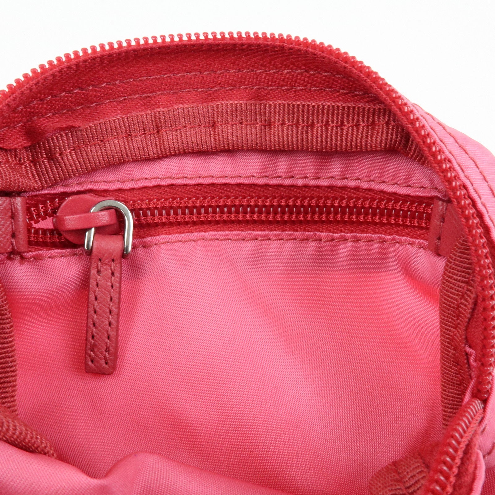 PRADA Triangle Logo Nylon Cosmetic Pouch Pink 1N0399