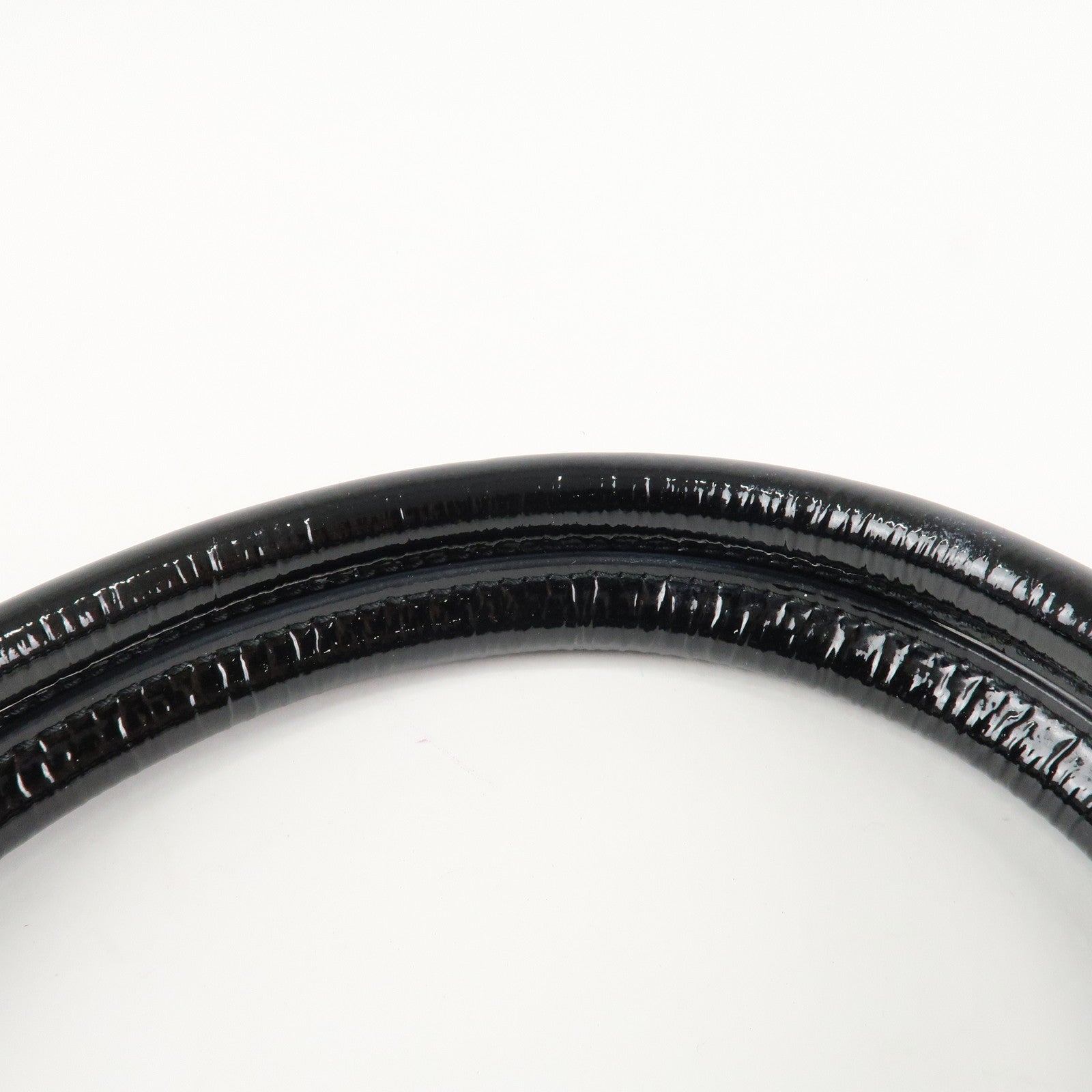 Ferragamo Gancini Patent Leather Shoulder Bag Black Silver HDW Used