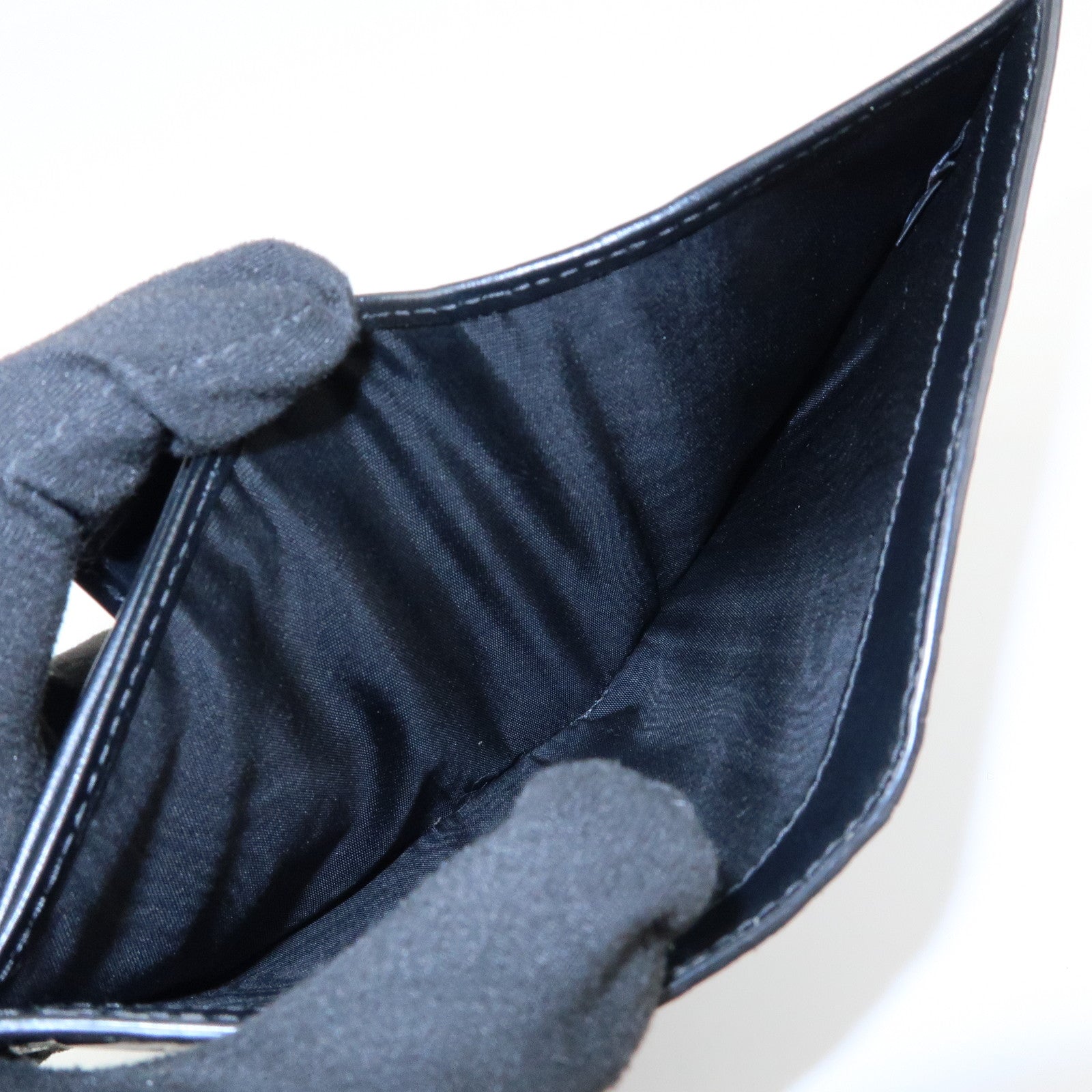 MIU MIU Embossed Patent Leather Bi-fold Compact Wallet Black 5MV204
