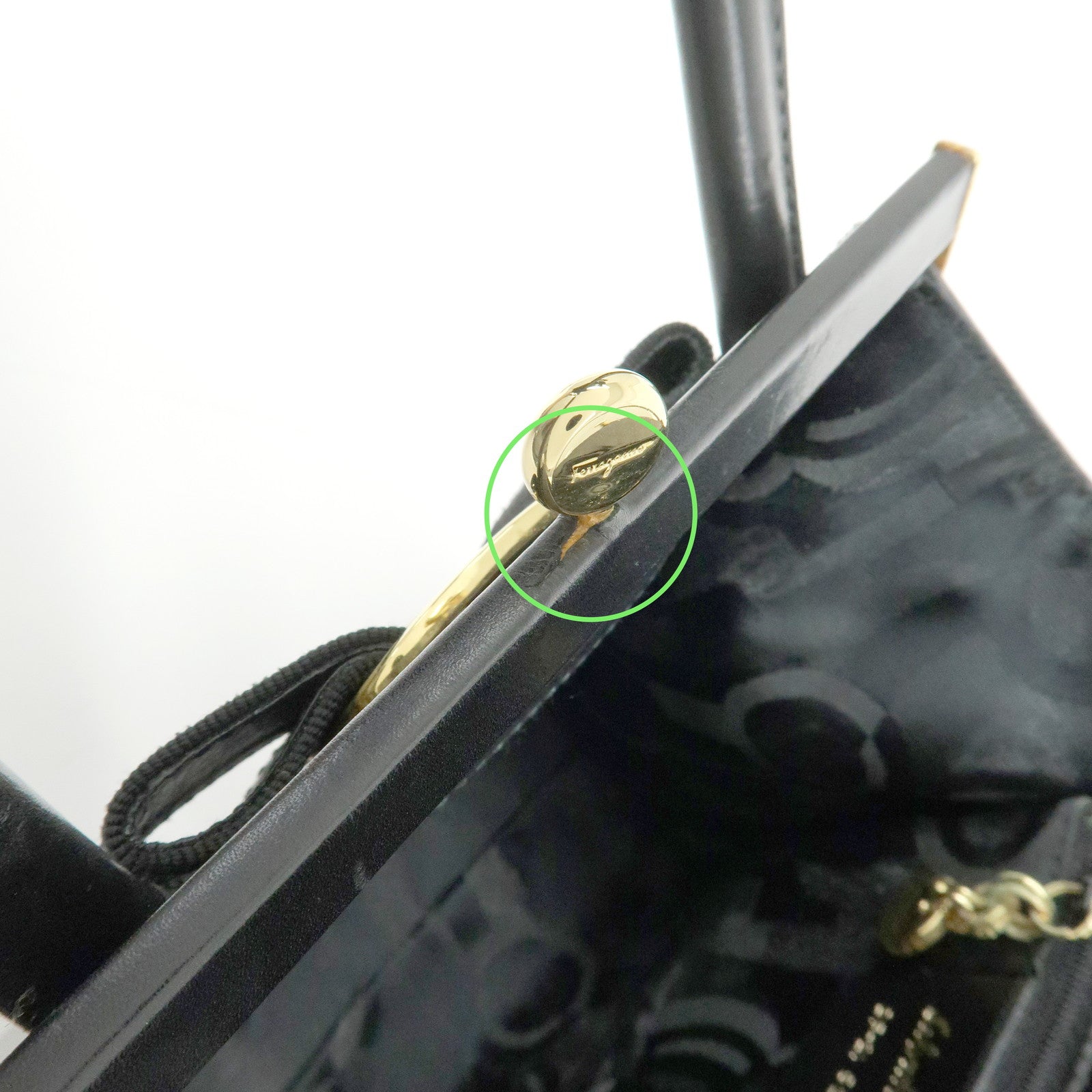 Ferragamo Vara Ribbon Leather 2Way Bag Hand Bag Black