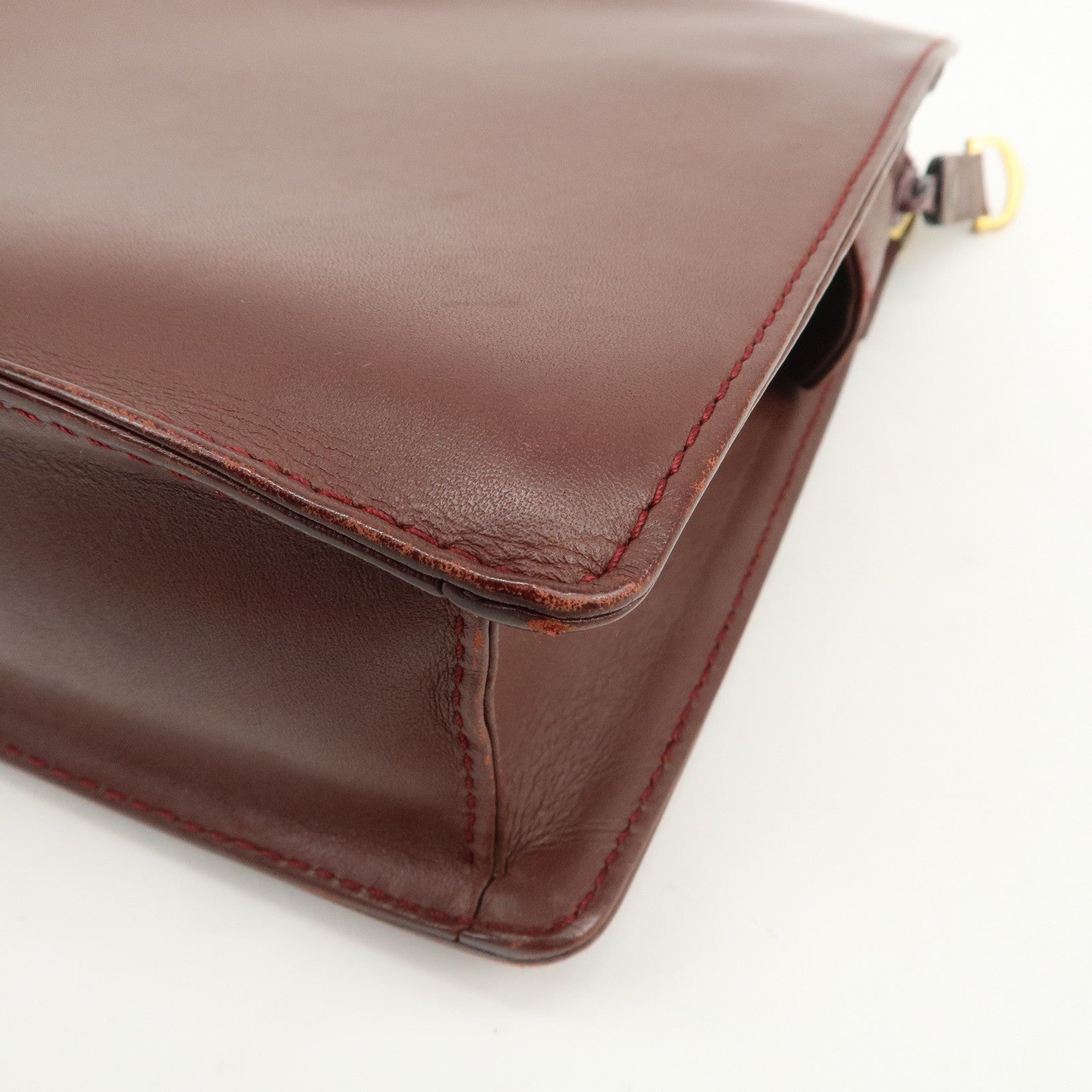 Cartier Must Line Leather Clutch Bag Pouch Bordeaux