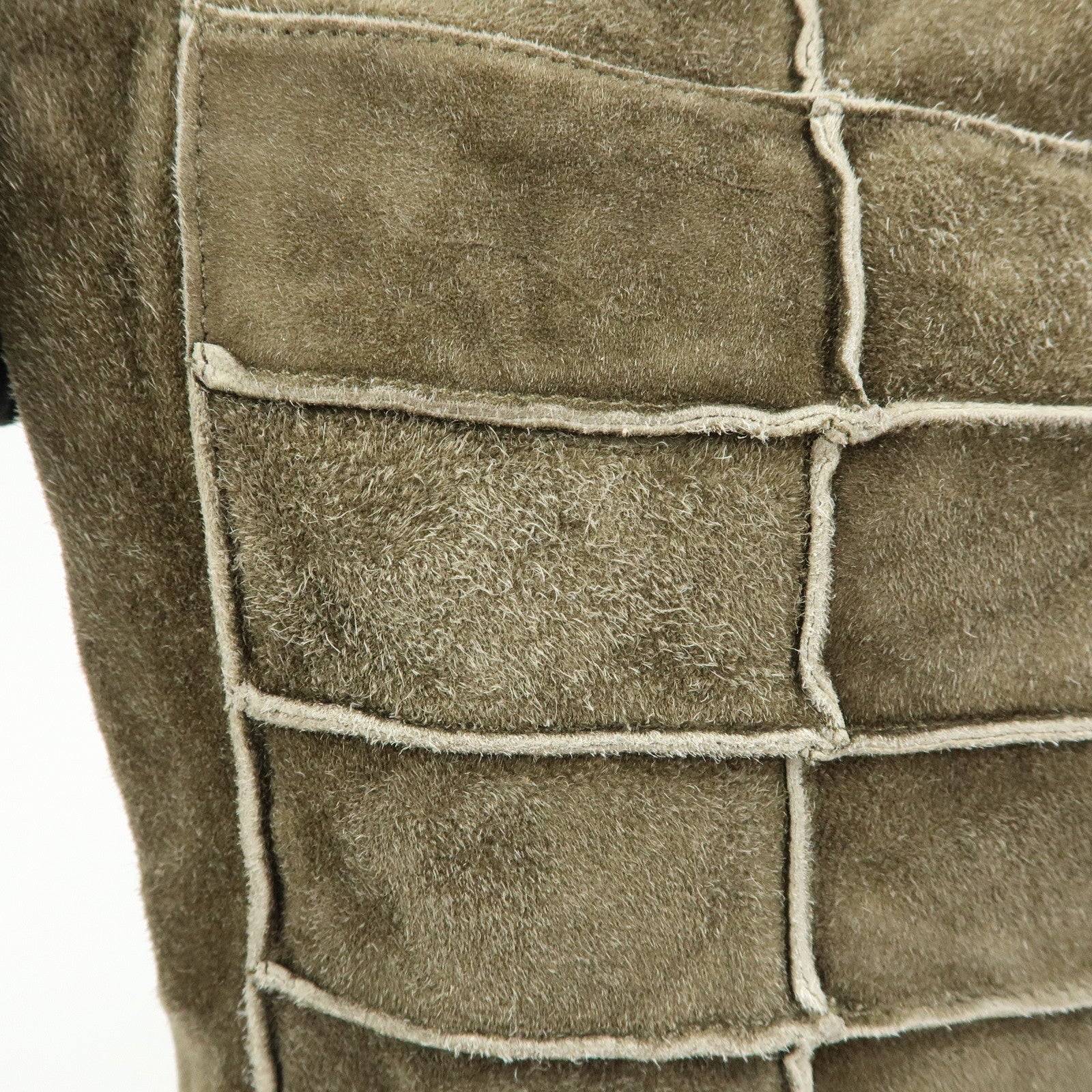 CHANEL Logo Suede Shoulder Bag Hand Bag Tote Bag Khaki