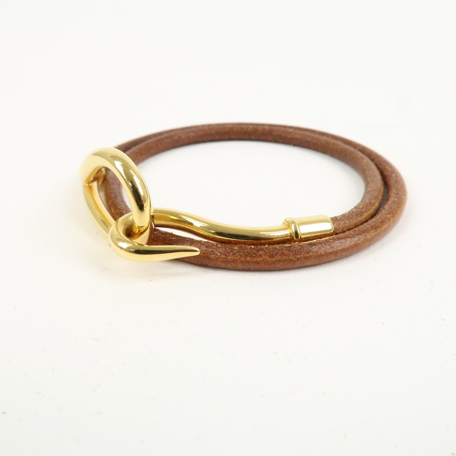 HERMES Jumbo Leather Choker Bracelet Brown