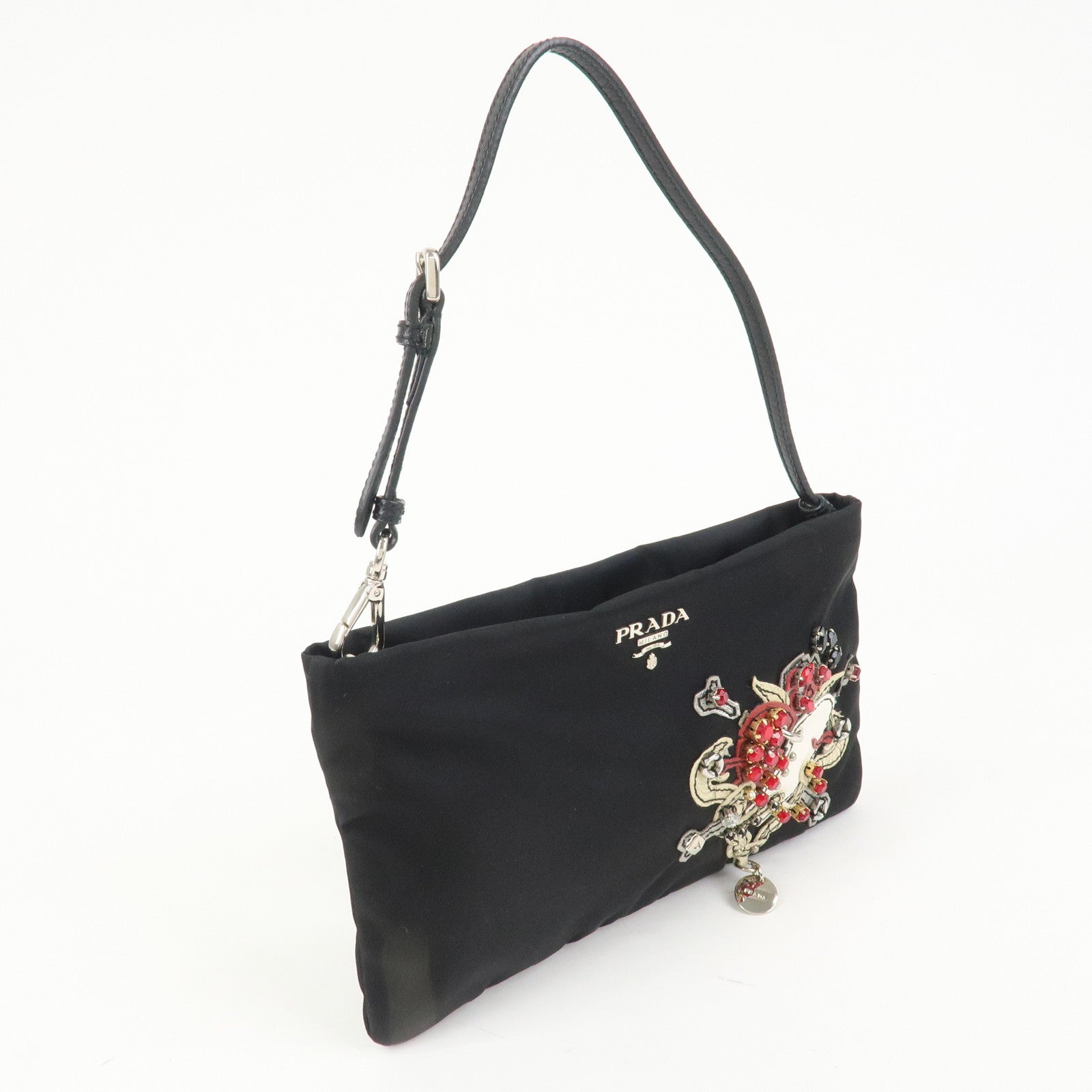 PRADA Evening Heart Nylon Saffiano Leather Shoulder Bag 1N1588