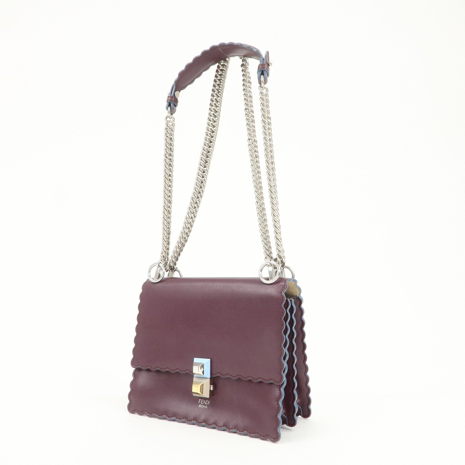 FENDI Mini Kan I Chain Shoulder Bag Crossbody Bag Purple 8M0381