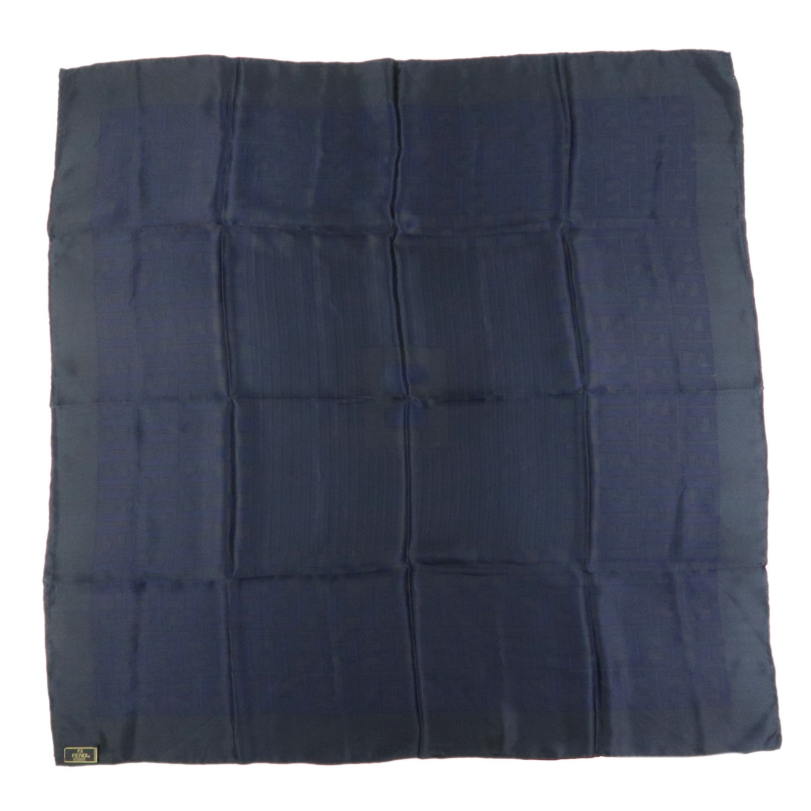FENDI Zucca Silk 100% Scarf Navy Black