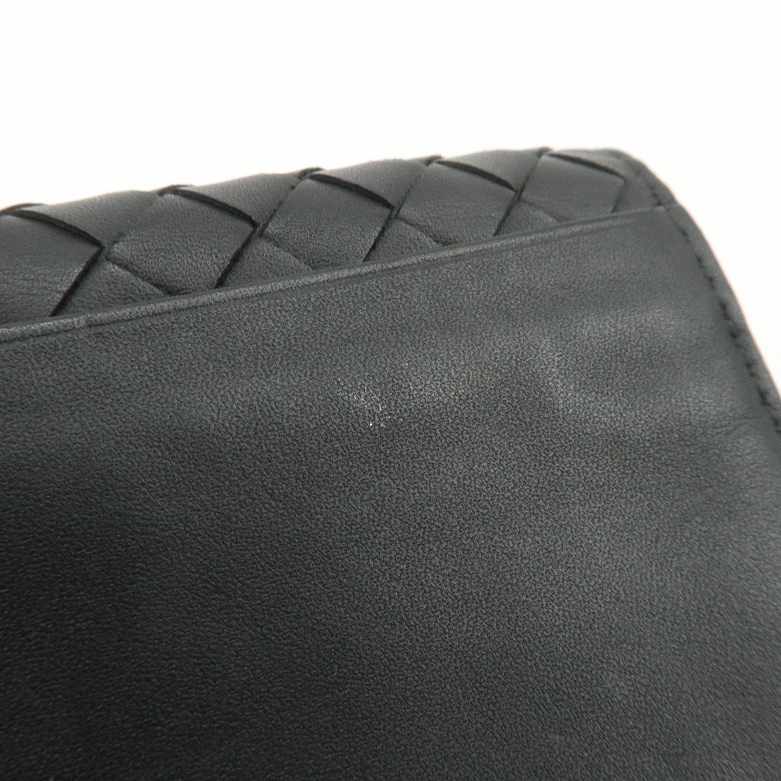 BOTTEGA VENETA Intrecciato Leather Card Case Card Holder Black