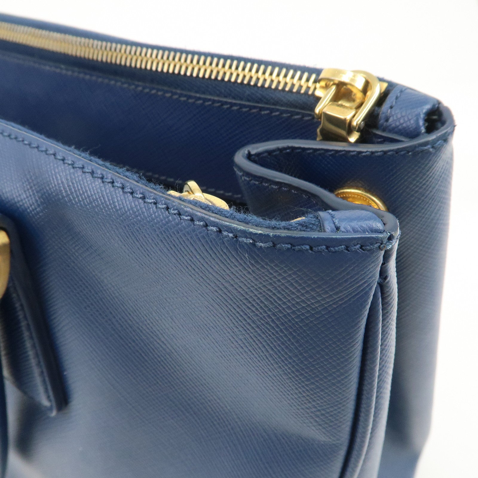 PRADA Triangle Logo Saffiano Leather 2Way Bag Shoulder Bag Blue