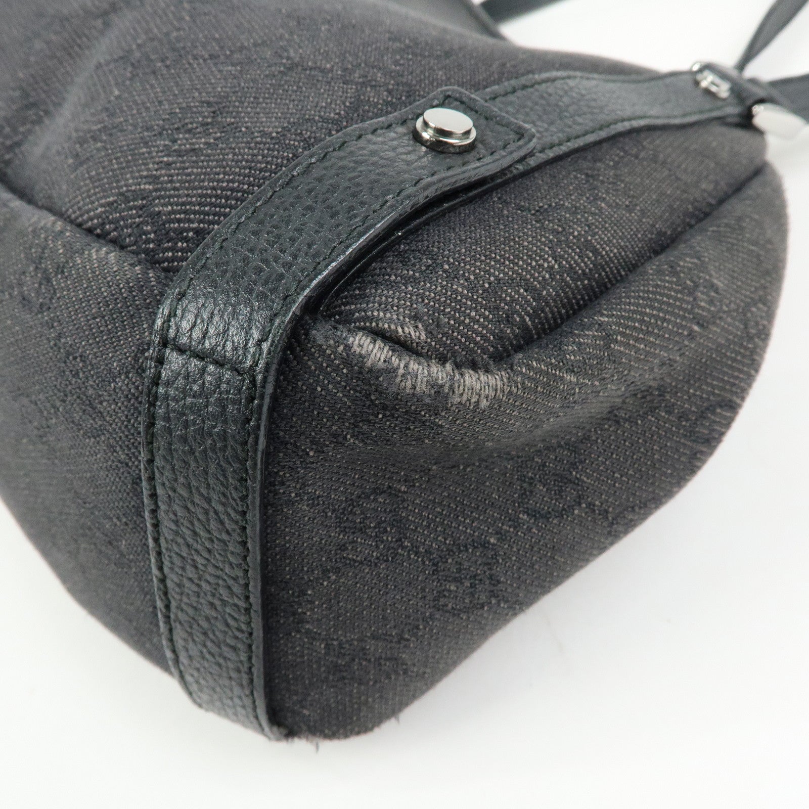 GUCCI Abbey GG Monogram Denim Tote Bag Hand Bag Black 293578