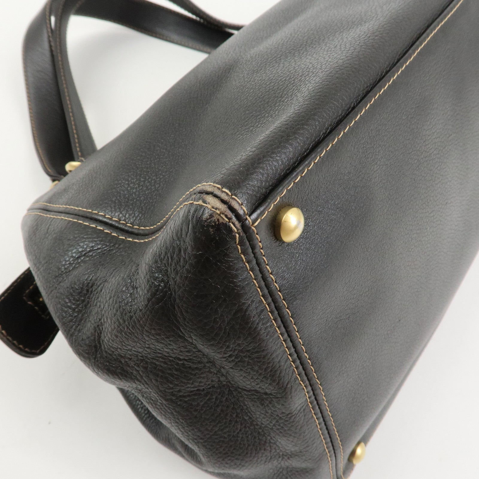 CHANEL COCO Mark Leather Chain Shoulder Bag Hand Bag Dark Brown