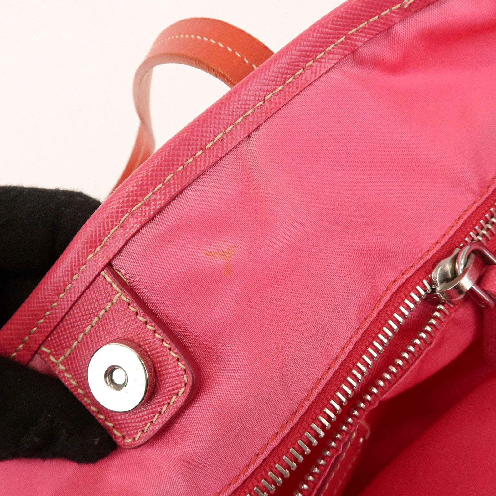 PRADA Nylon Saffiano Leather Tote Bag Orange Pink BR3924
