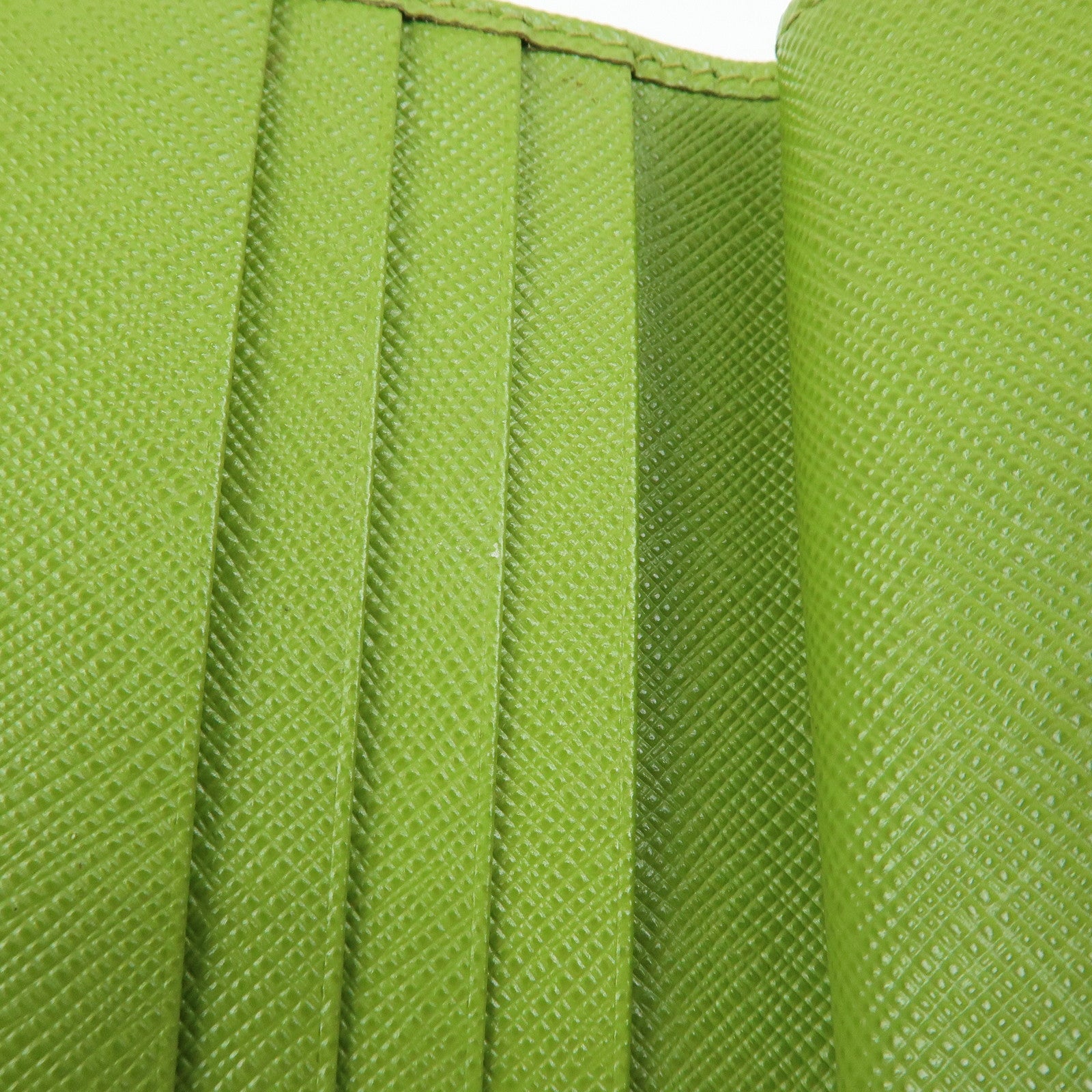 PRADA Triangle Logo Saffiano Leather Compact Wallet Light Green
