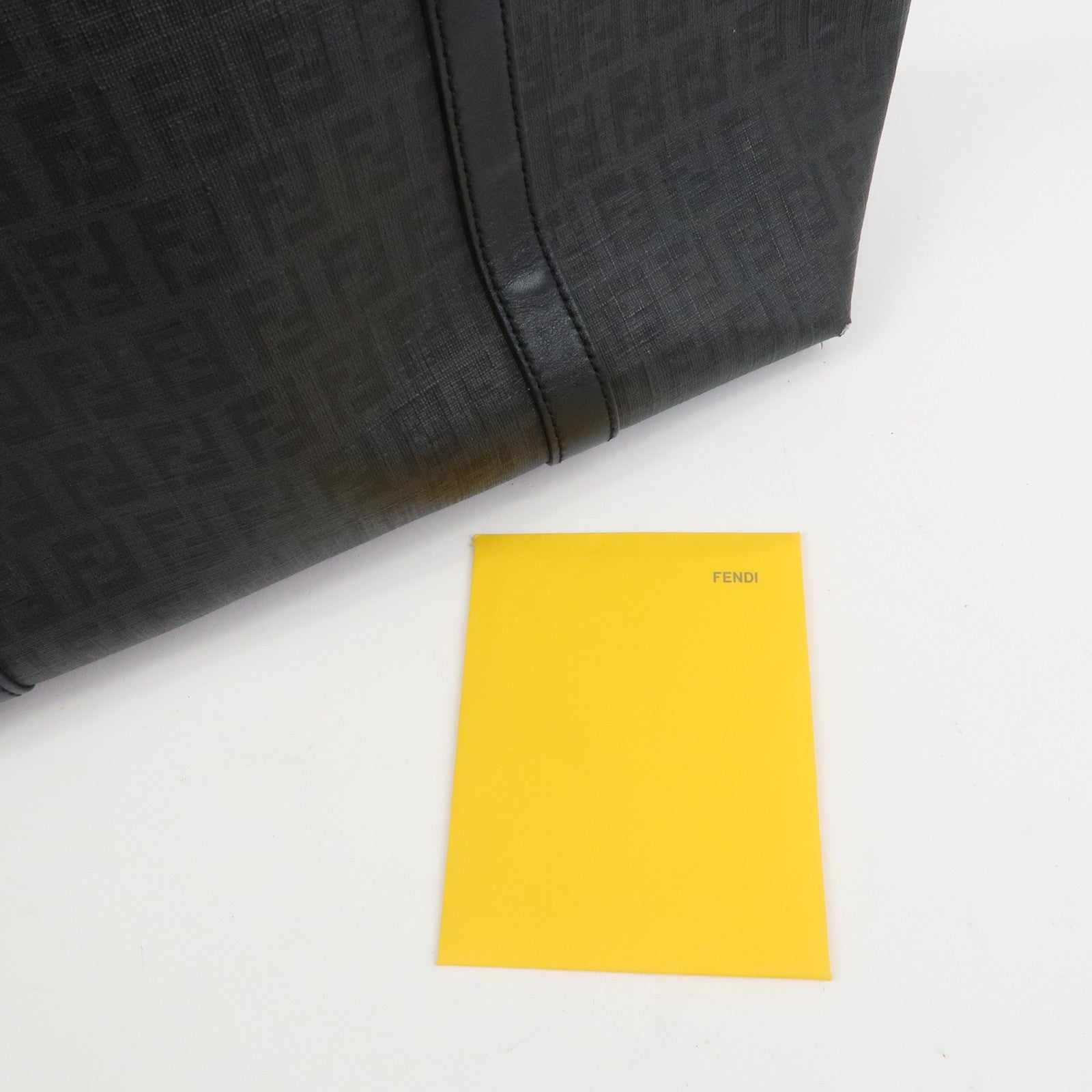 FENDI Zucchino PVC Leather Tote Bag Shoulder Bag Black 8BH215