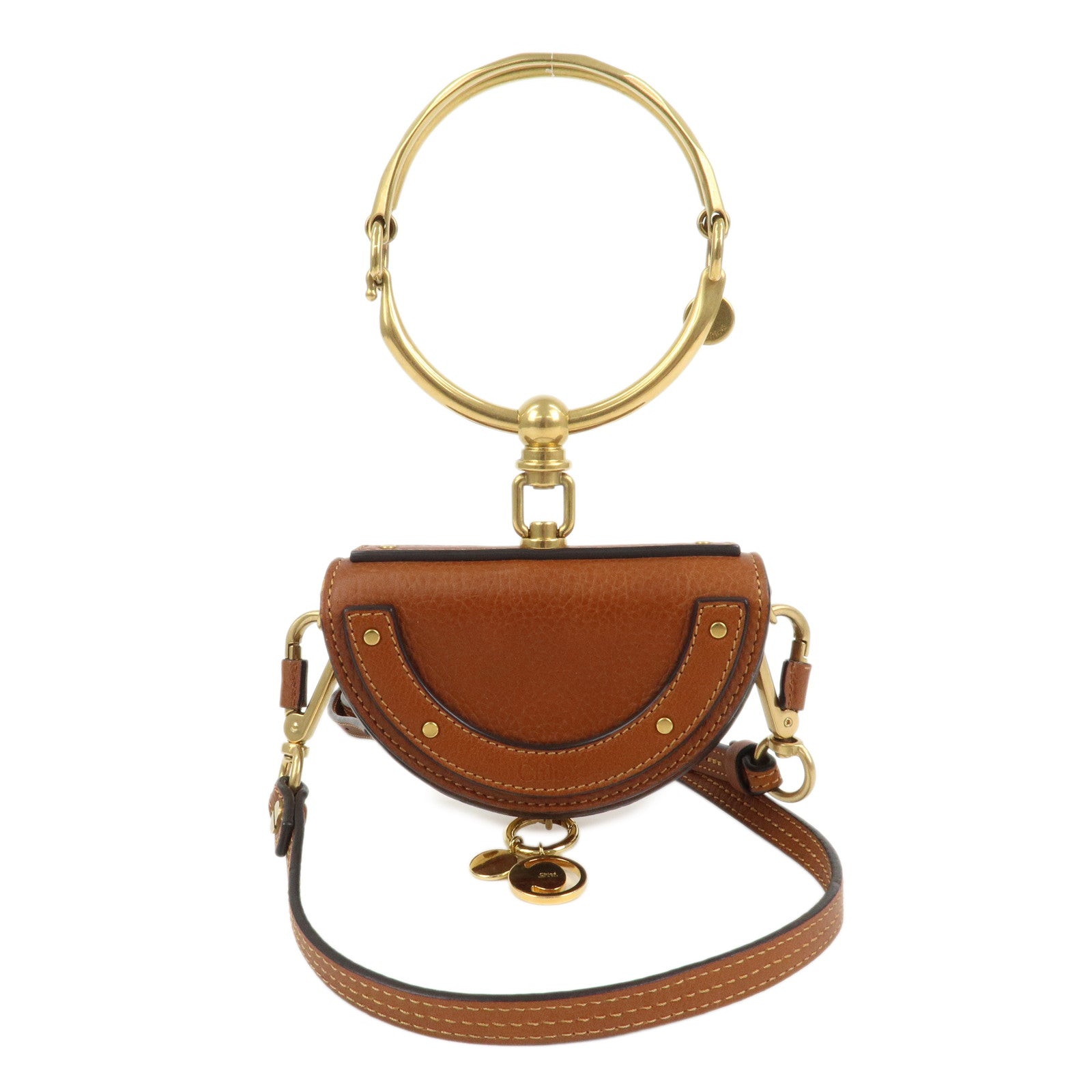 Chloe Alphabet Nile Minaudier Calf Leather 2Way Bag Shoulder Bag