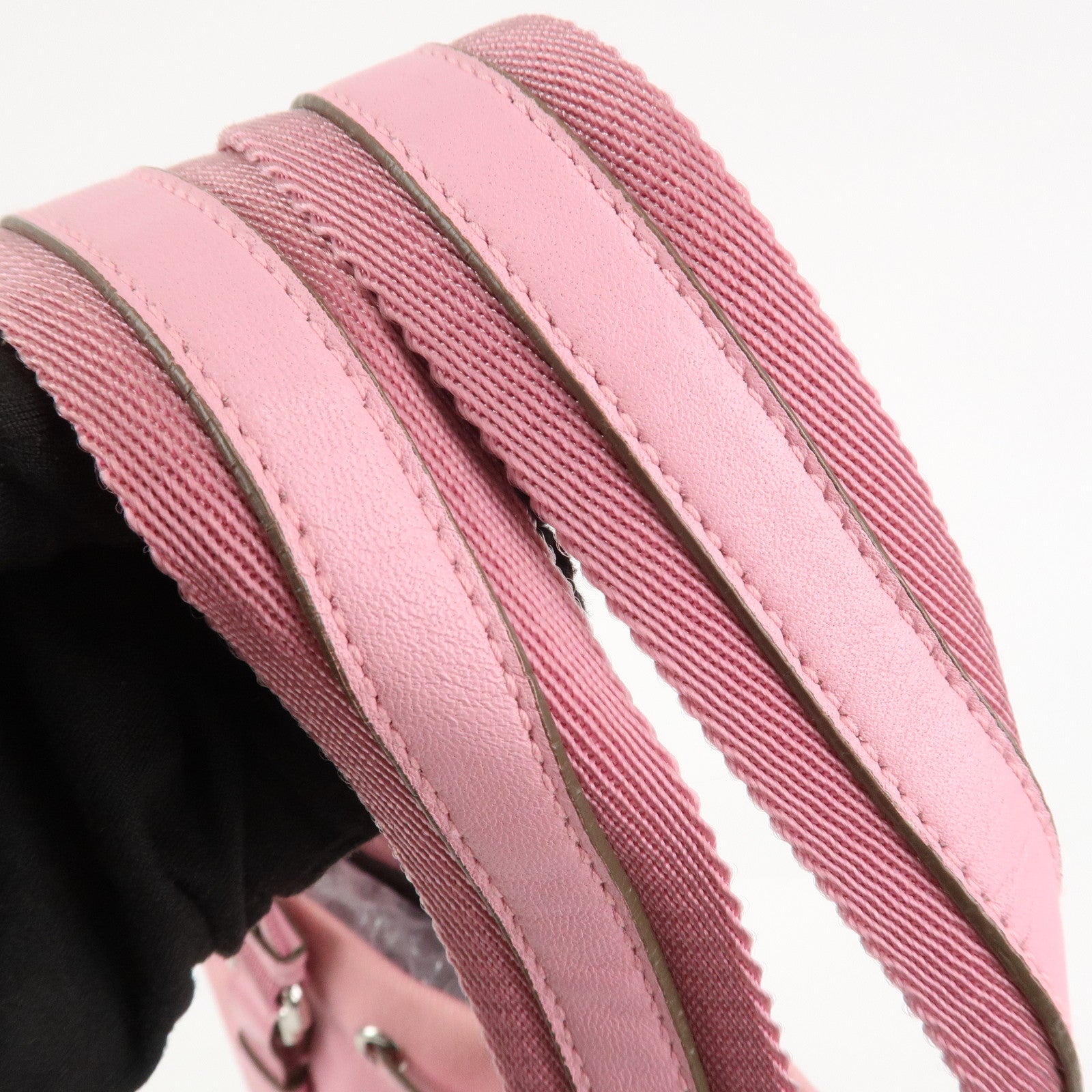 SAINT LAURENT Canvas Leather Kahara Tote Shoulder Bag Pink 121631