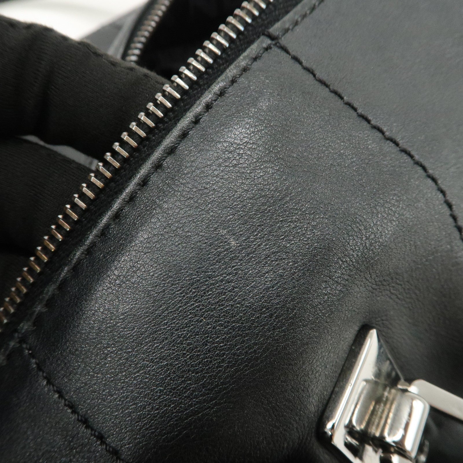 CHANEL Chocolate Bar Lamb Skin Mini Boston Bag Hand Bag Black