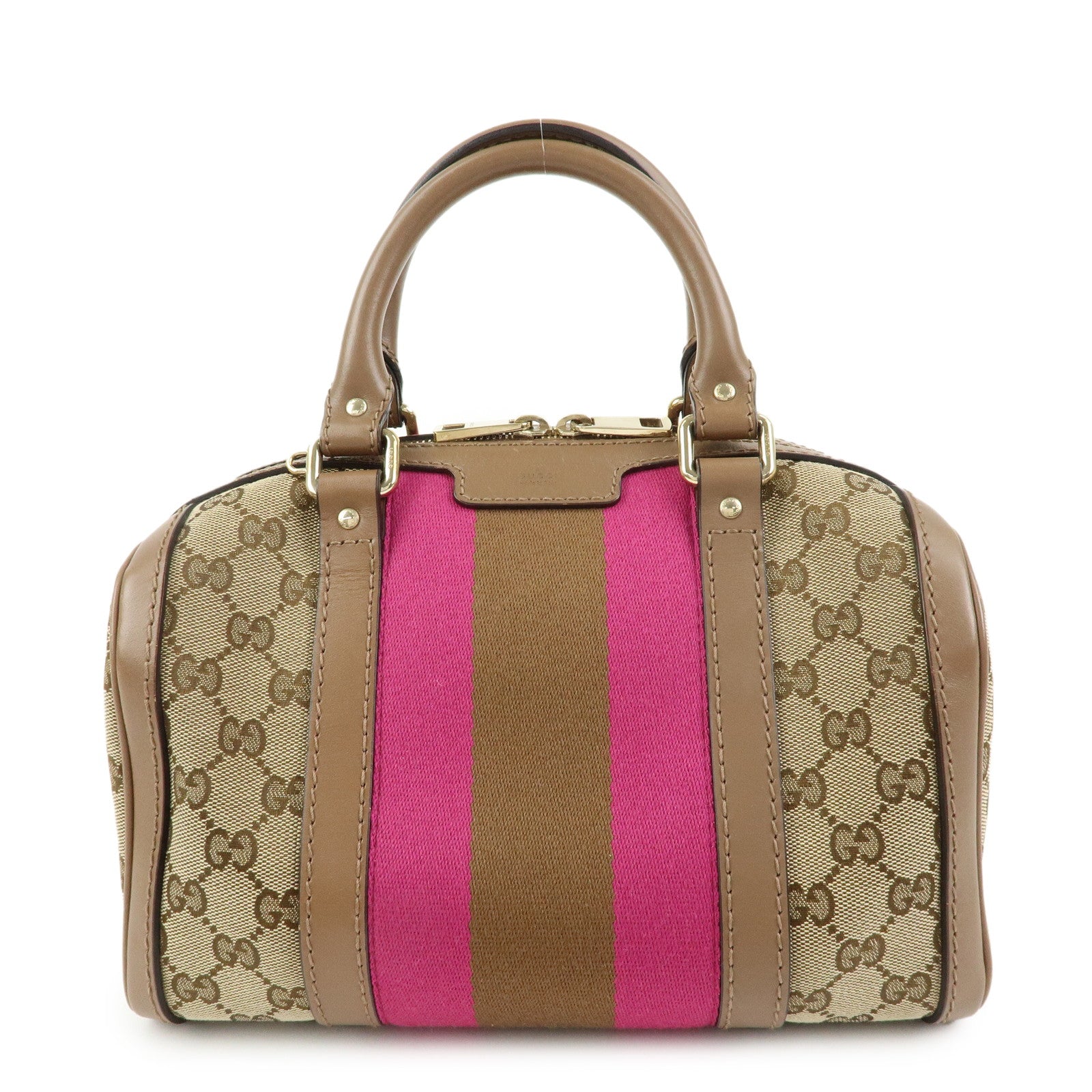 GUCCI Sherry GG Canvas Leather 2WAY Bag Boston Bag Beige 269876