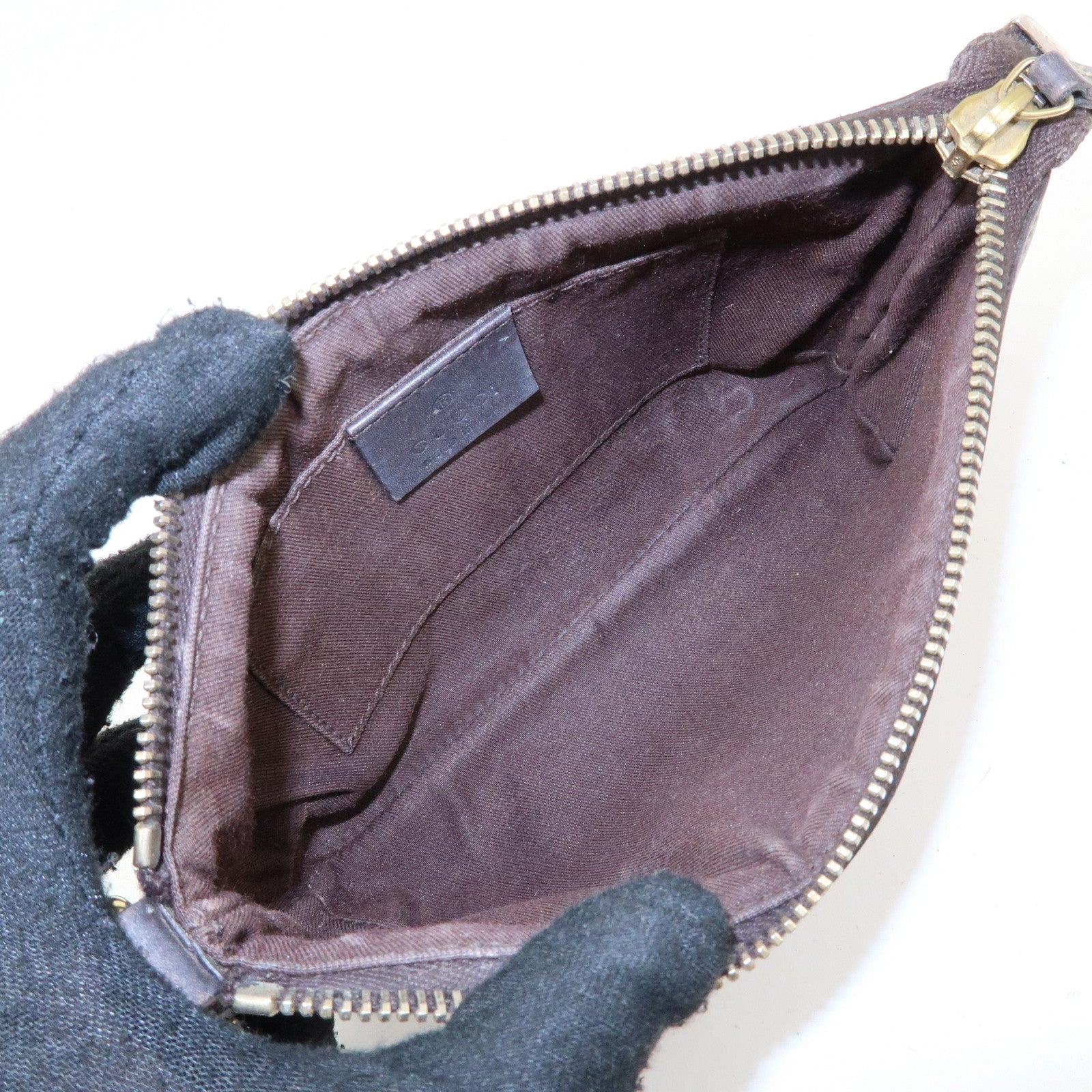 GUCCI Sherry Interlocking G Canvas Leather Mini Clutch Bag 191184